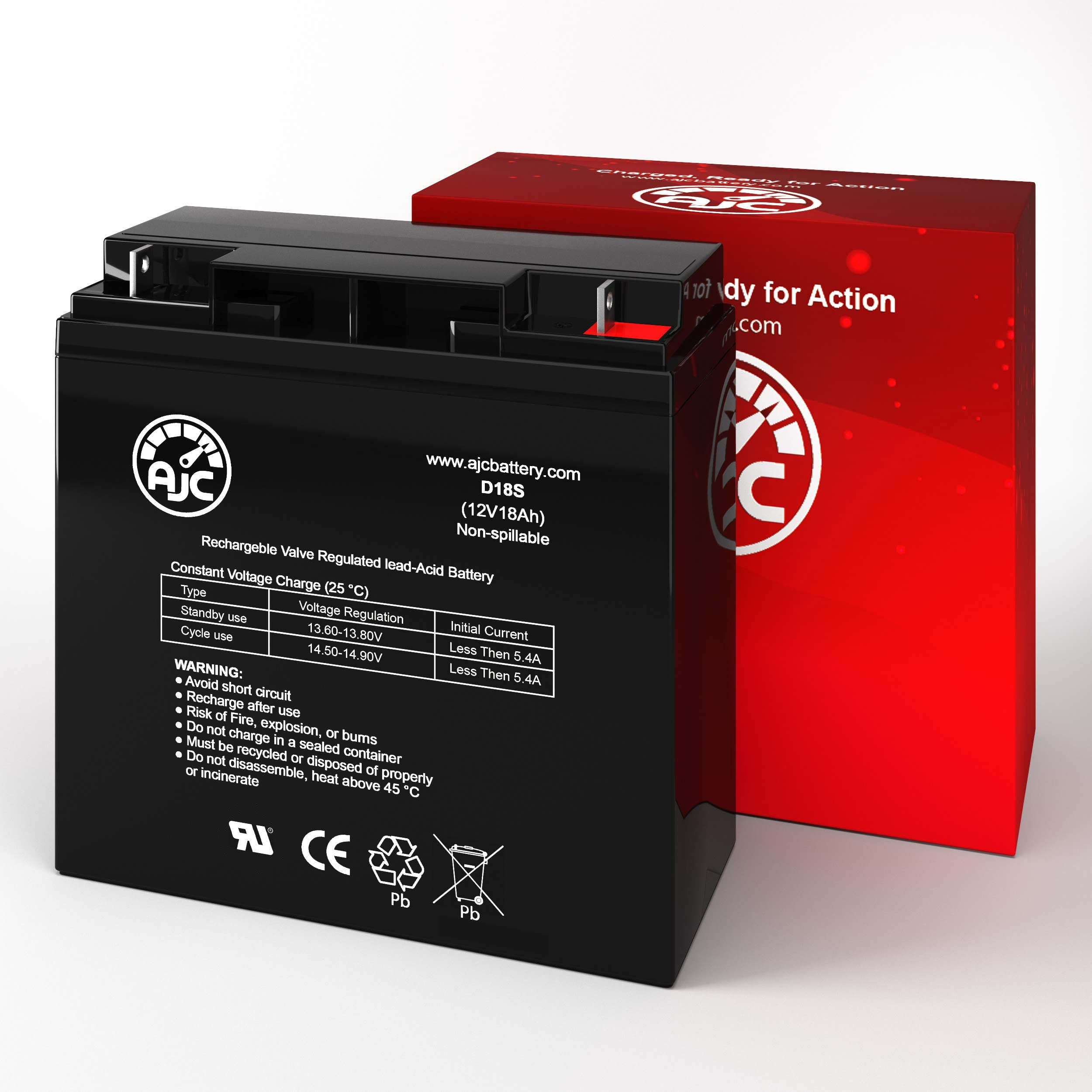 AJC 12V 18Ah Sealed Lead Acid Replacement Battery Compatible with FirstPower FP12180 - Perfect for UPS Backup, Emergency Lights, and Power Wheelchairs