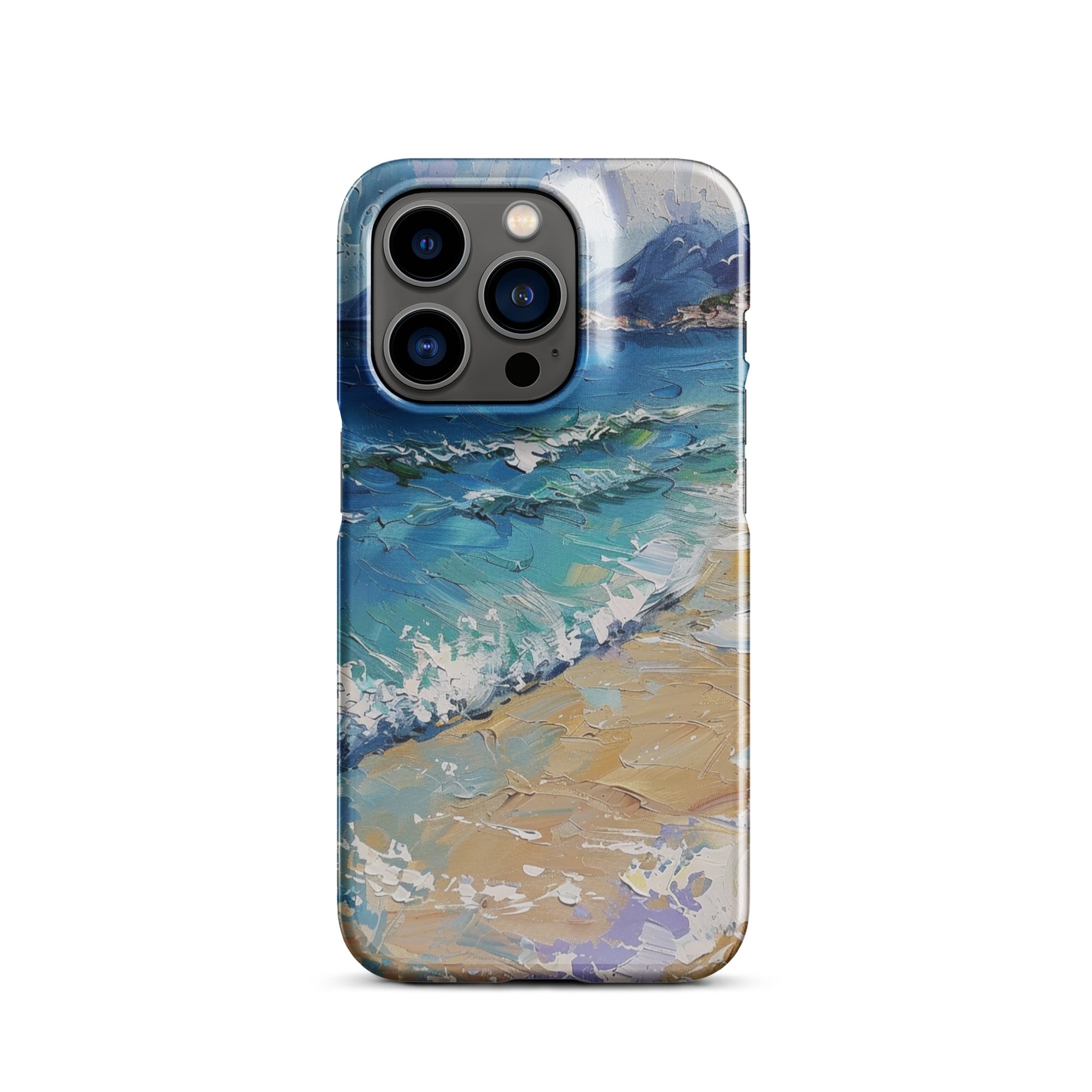 Waterproof Beach Painting Snap Case for iPhone 14/13/12/11 Pro Max - Artistic Summer Design, Shockproof Protective Phone Cover for Vacation, Pool Party & Outdoor Activities