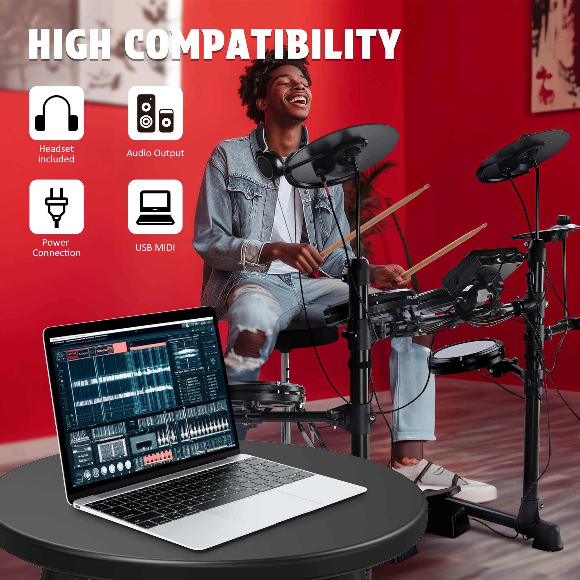AW Electric Drum Set for Adults - 8