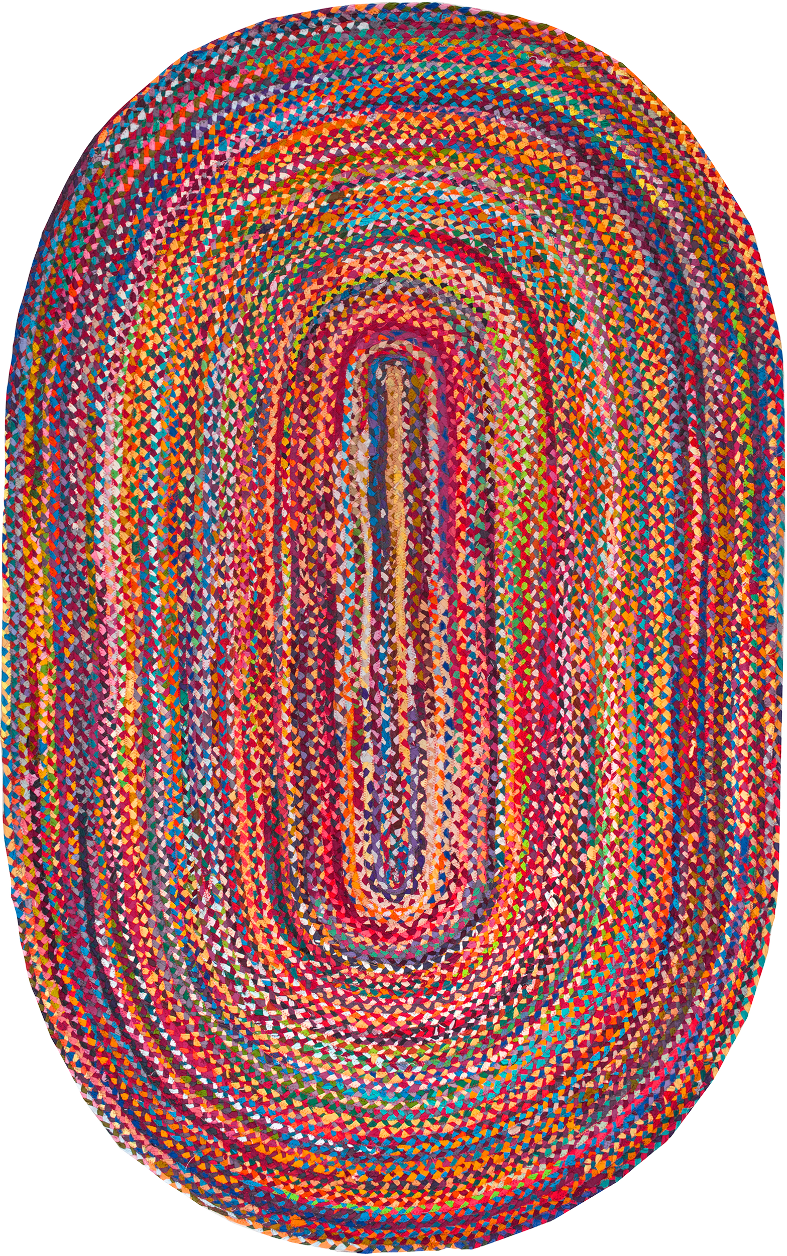 Handwoven Bohemian Chindi Braided Rug - Colorful Vintage Indian Cotton Floor Mat for Living Room, Bedroom & Boho Home Decor