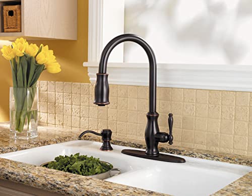 Pfister GT529-TMC Hanover 1-Handle Pull-Down Kitchen Faucet with Soap Dispenser in Chrome Finish - Perfect for Modern Kitchens and Easy Dishwashing