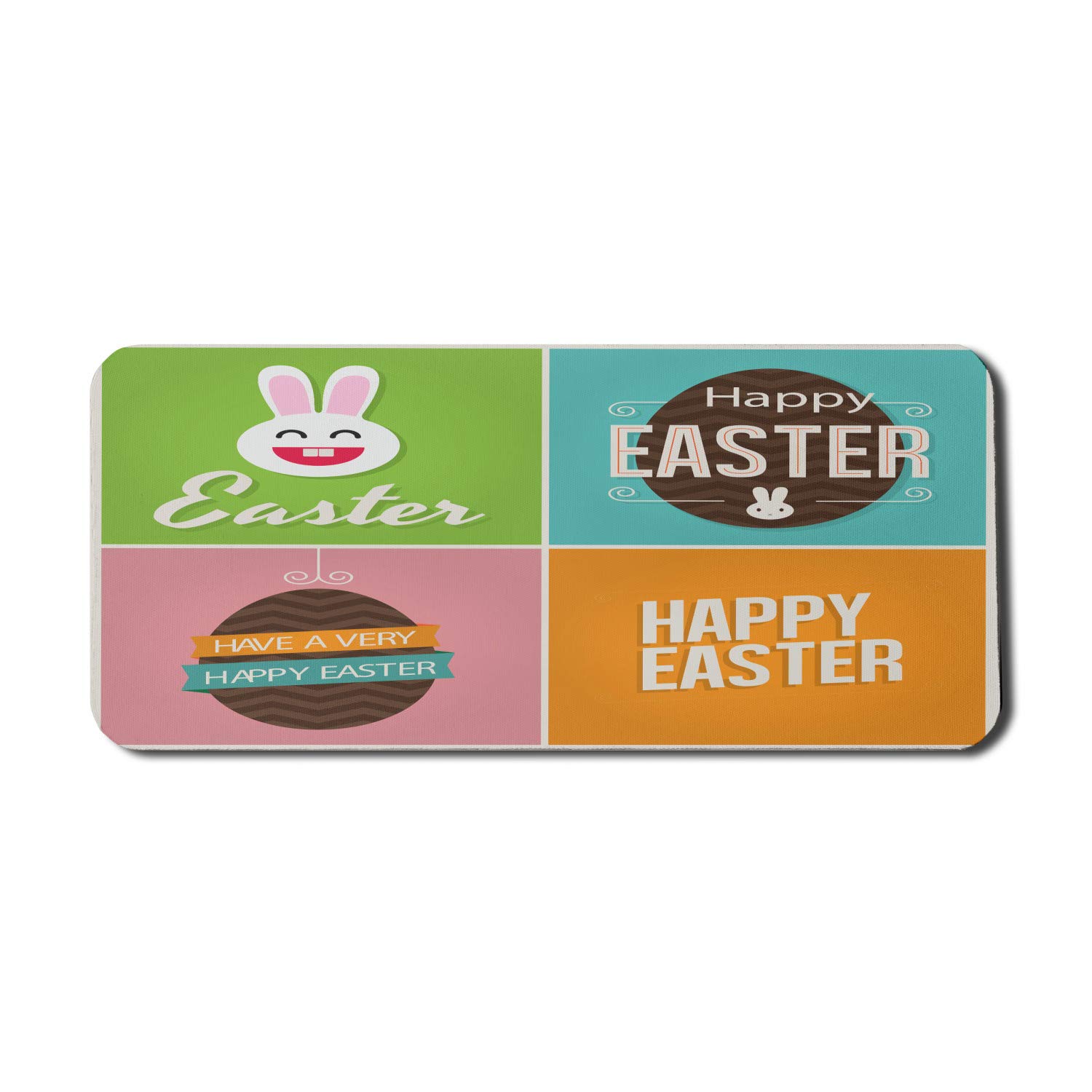 Ambesonne Easter Computer Mouse Pad - Colorful Checkered Squares Design, Minimalist Non-Slip Rubber Gaming Mousepad (35