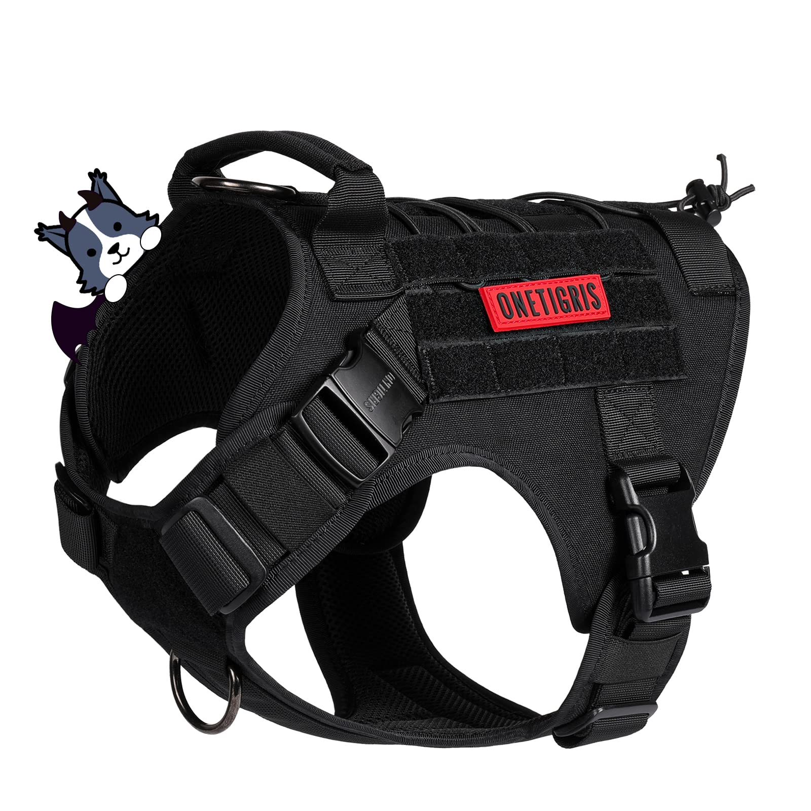 OneTigris Tactical Dog Harness Vest with Handle - Military Grade Adjustable No-Pull Service Dog Vest for Large & Medium Dogs - Durable Metal Buckles for Walking, Hiking & Training - Perfect for Outdoor Adventures & Working Dogs