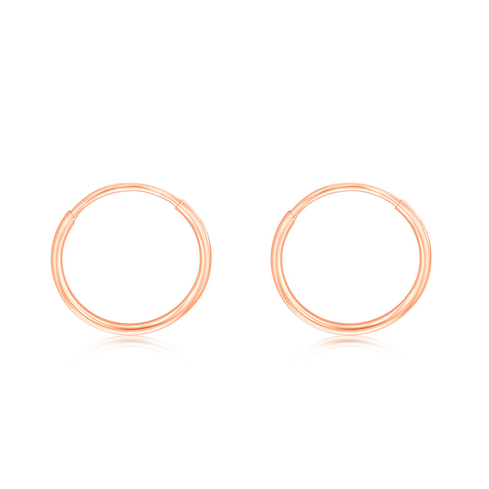 9ct Rose Gold Plain 10mm Sleeper Earrings for Women - Hypoallergenic Hoop Earrings for Sensitive Ears - Everyday Comfort Jewelry for Sleeping, Work & Casual Wear