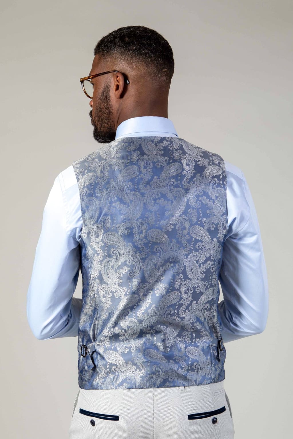 Marc Darcy Bromley Grey Stone Single Breasted Check Waistcoat for Men - Formal & Business Attire - Perfect for Weddings, Office Wear & Special Occasions