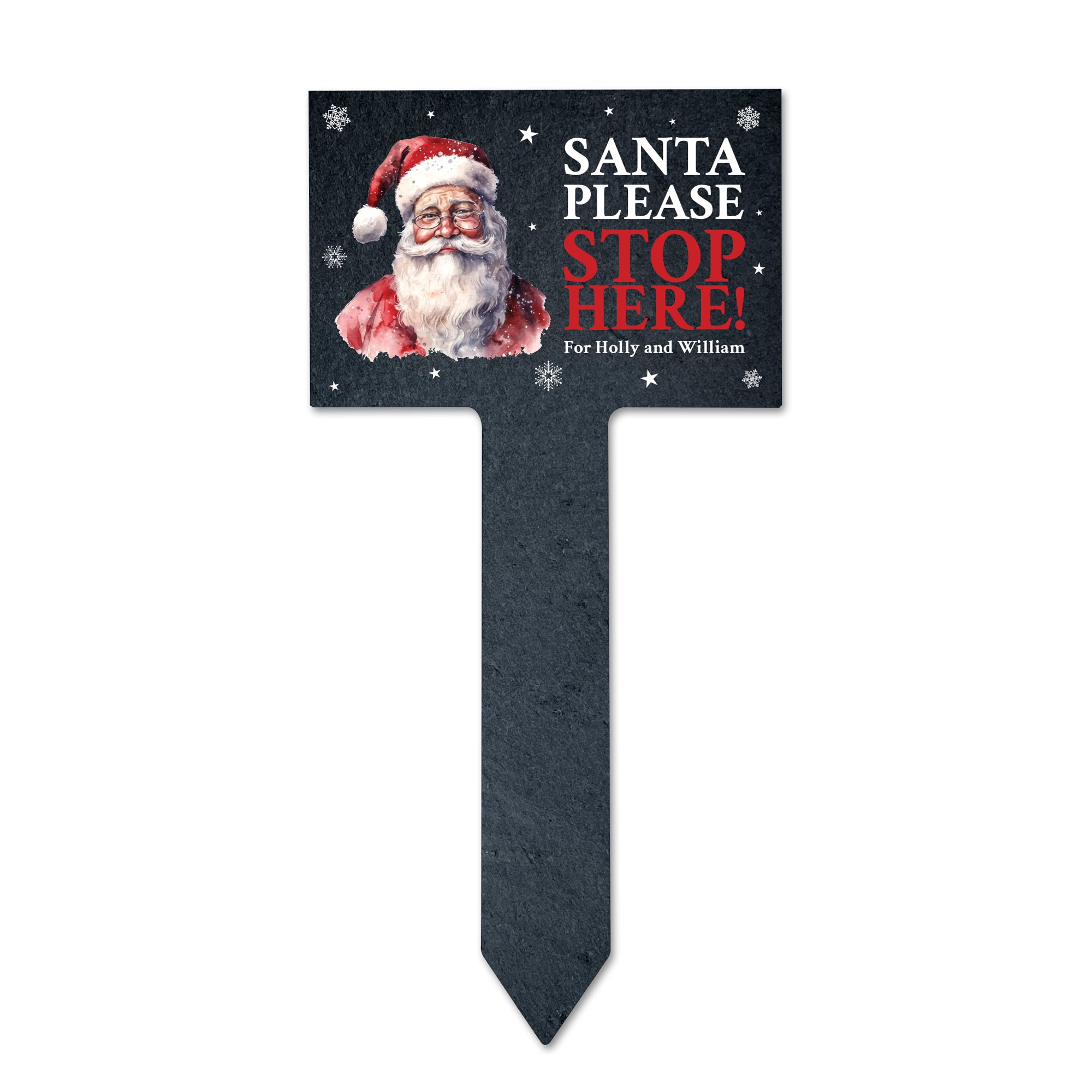 Personalized Traditional Santa Please Stop Here Sign - Custom Christmas Door Hanger for Holiday Decorations - Perfect for Fireplace Mantel, Front Door, and Festive Home Decor