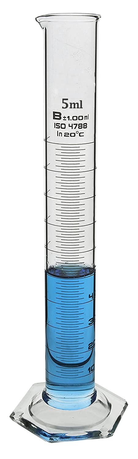 SPYLX 5ml Borosilicate Glass Measuring Cylinder - Heavy Duty, Reusable, Single Metric Graduated Cylinder for Laboratory Tests & Science Experiments - Perfect for Chemistry, Biology & School Labs
