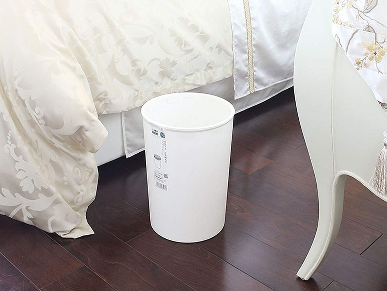 Hflove 12L White Plastic Trash Can for Kitchen, Living Room, Bathroom - Durable & Stylish Waste Bin for Home, Office, and Dorm Use