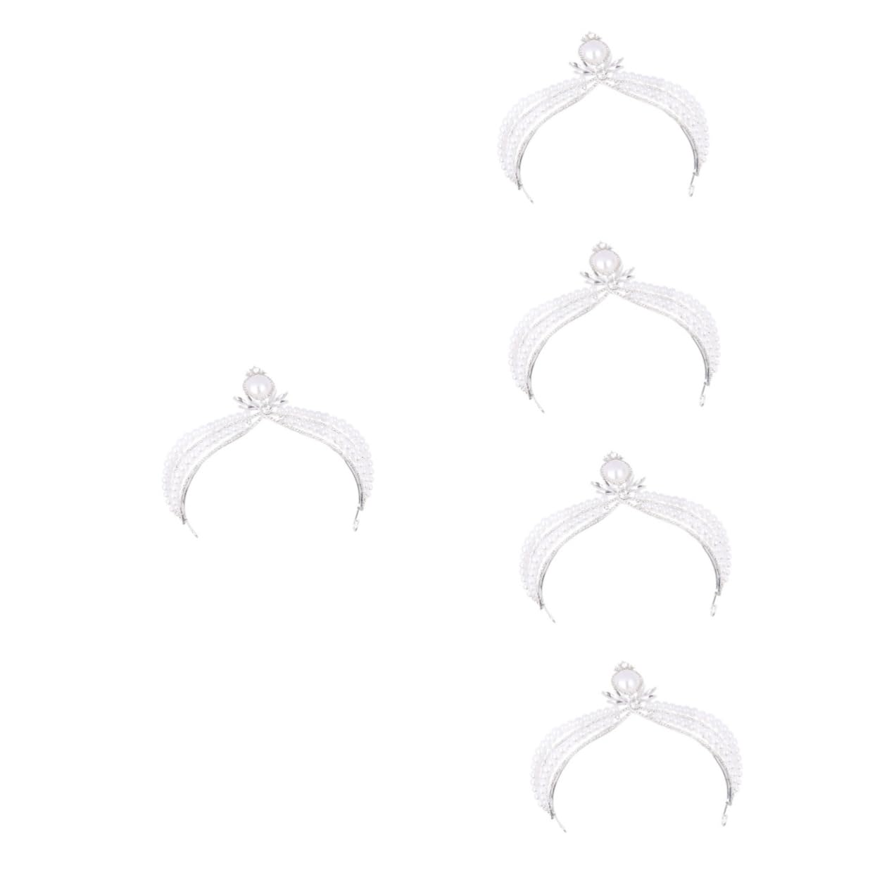 5-Piece Rhinestone Pearl Crown Flower Girl Headpieces for Wedding - Pearl Tiara Bridal Hair Accessories, Party Headband, Small Headdress (Zinc Alloy) - Perfect for Weddings, Flower Girls, Bridal Showers & Special Occasions