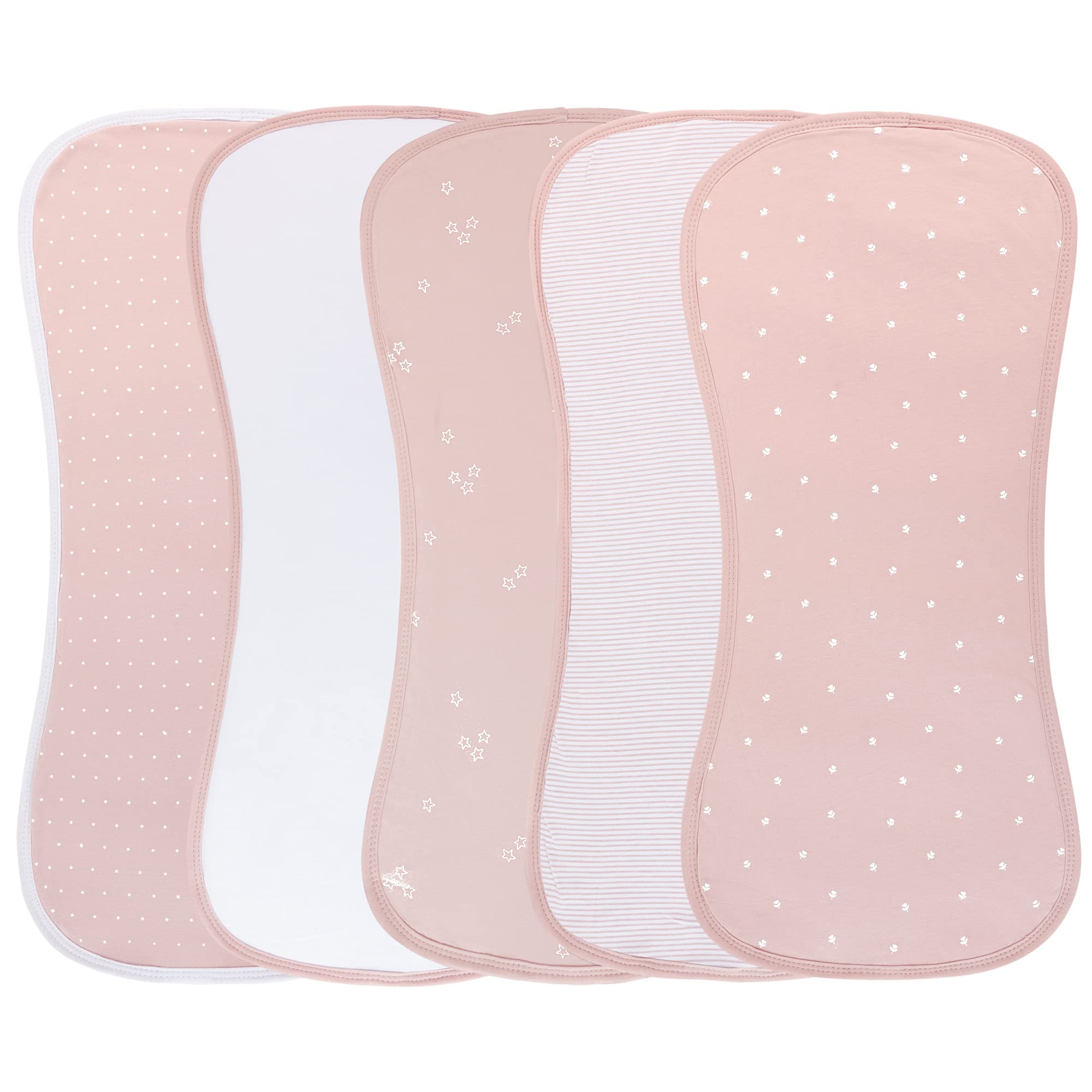 Ely's & Co. 5-Pack Ultra Absorbent Hourglass Baby Burp Cloths - Soft Washable Bibs & Drool Cloths for Newborns, Infants, Boys & Girls (Pink Tulip) - Perfect for Feeding, Burping & Mess-Free Playtime