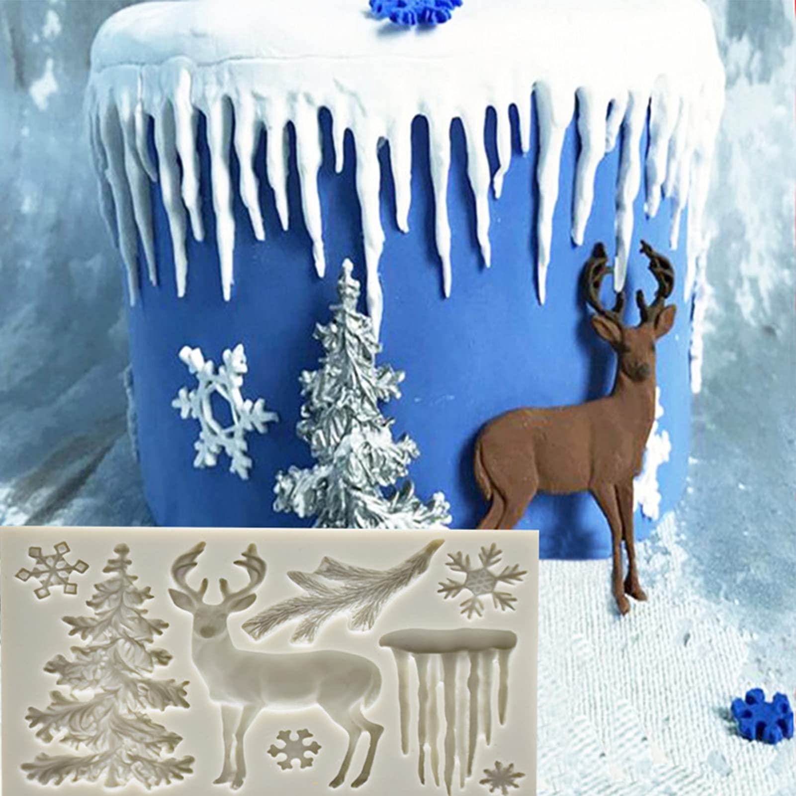Premium Non-Stick Silicone Christmas Elk Cake Fondant Mold - Safe Baking Decorating Tool for Holiday Cakes, Cupcakes & Cookies | Perfect for Christmas Parties, DIY Desserts & Home Baking Gifts