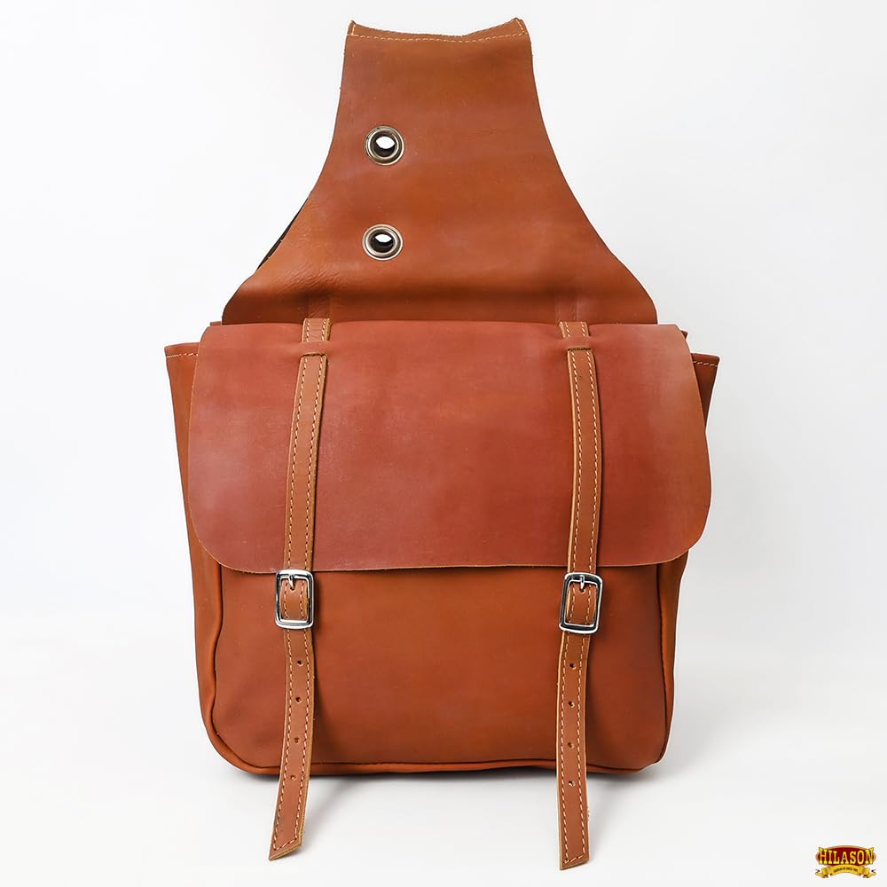 HILASON Genuine Soft Leather Horse Saddle Bag - Western Equestrian Tan Adjustable Saddle Pouch | Perfect for Trail Riding, Horse Shows & Ranch Work