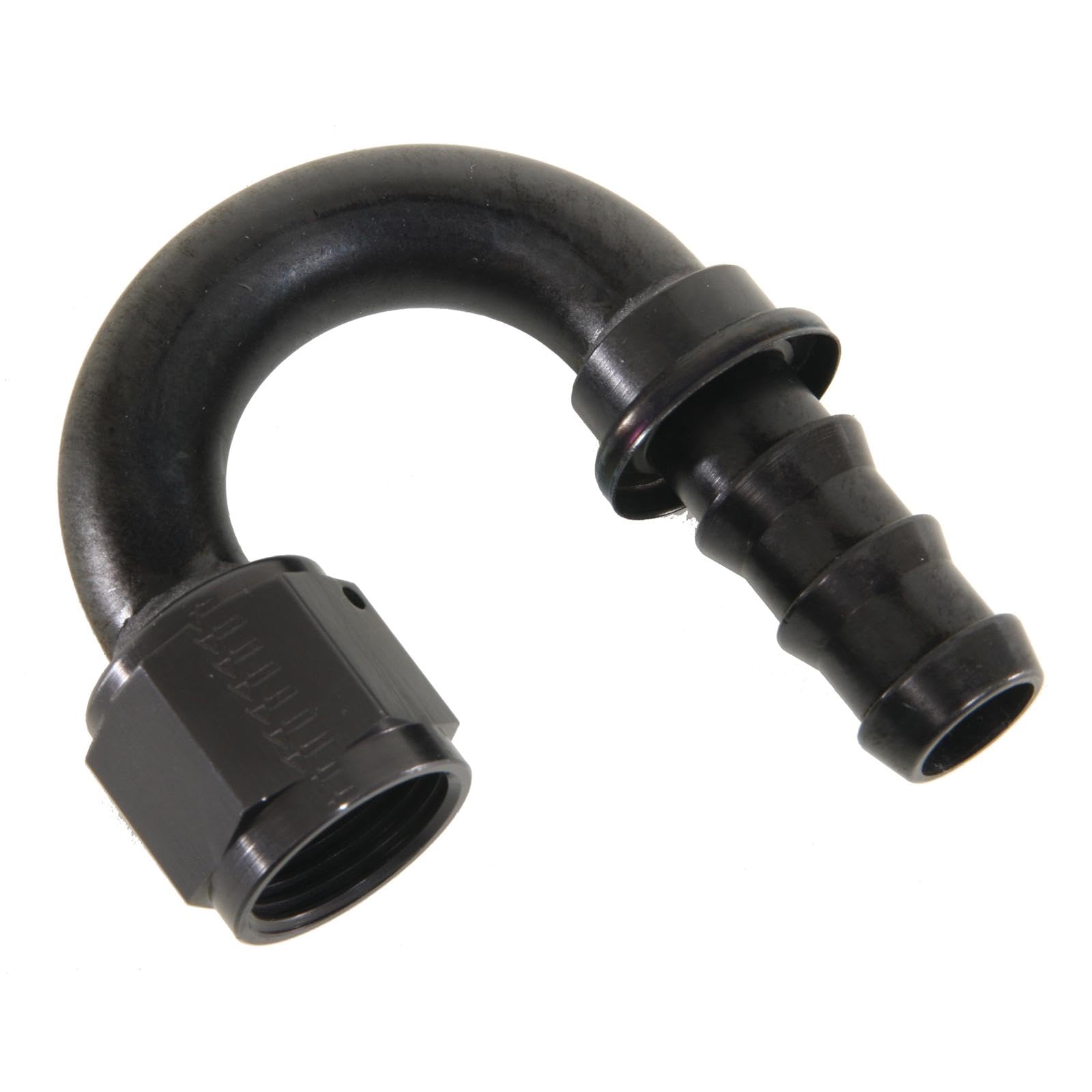 Aeroquip FBL1564 ARQ Socketless Hose Fitting -10AN Size, 180 Degree Elbow, Aluminum Black Anodized, Bulk Pack - Perfect for Hydraulic Systems, Fuel Lines & Industrial Applications
