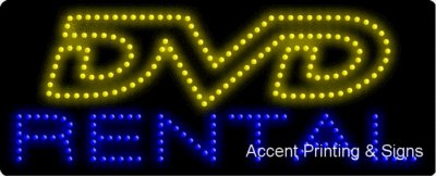 DVD Rental Flashing & Animated LED Sign - High Impact Energy Efficient Storefront Display for Movie Shops & Video Stores