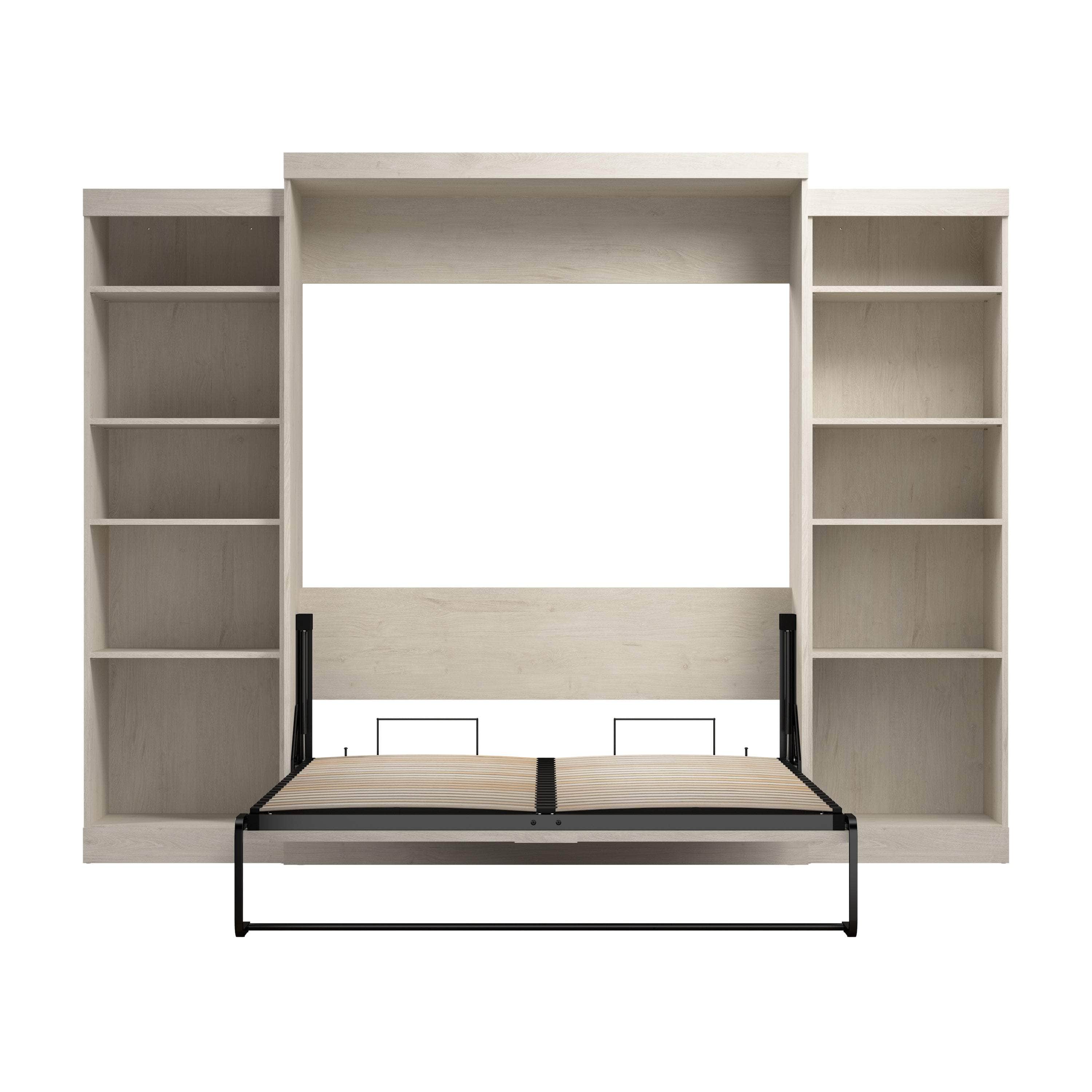 Pur Queen Murphy Wall Bed with 2 Storage Units (115W) - 7 Color Options | Space-Saving Foldable Bed for Small Apartments, Guest Rooms & Home Offices
