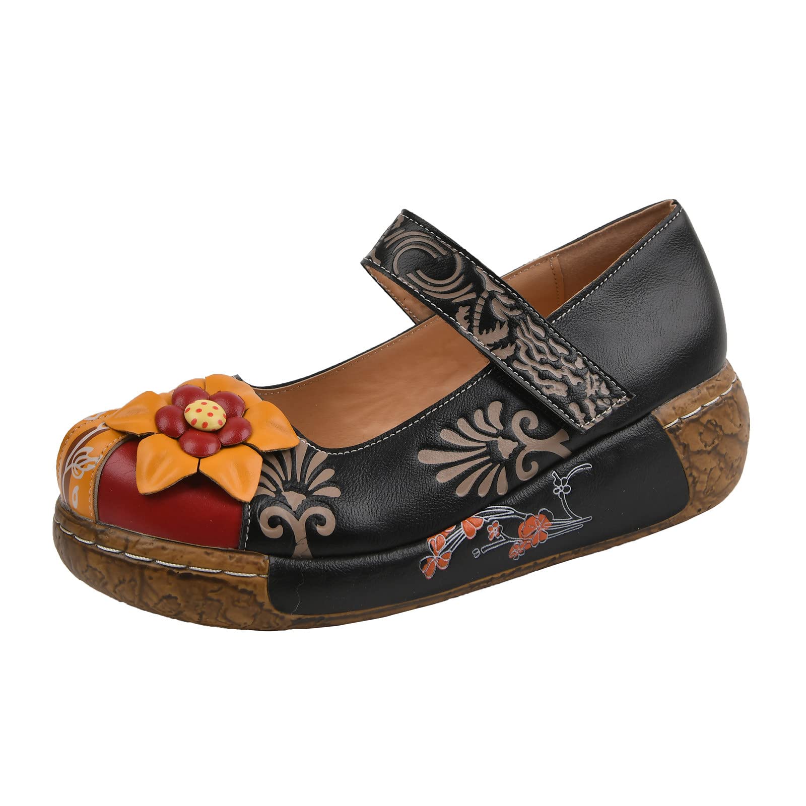 Women's Fashion Cut-Out Printed Slide Sandals - Adjustable Hook & Loop Casual Slippers for Outdoor & Indoor Wear | Perfect for Beach, Poolside, and Summer Vacation