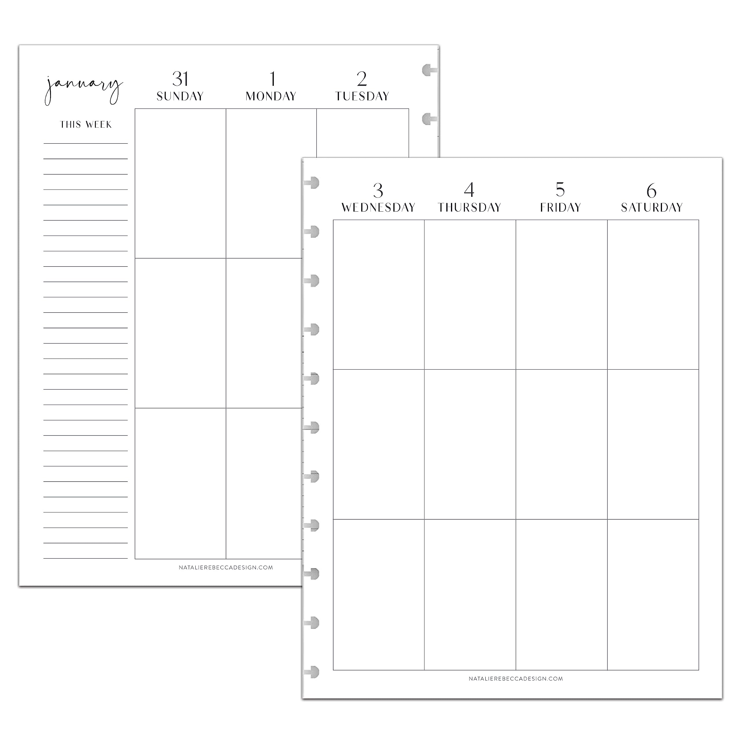 BetterNote 2025 Vertical Calendar Refill for Discbound Notebooks - Fits Levenger Circa, Happy Planner, Staples Arc, TUL, InkWell Press, MAMBI, NOTIQ - Modern 11-Disc 8.5