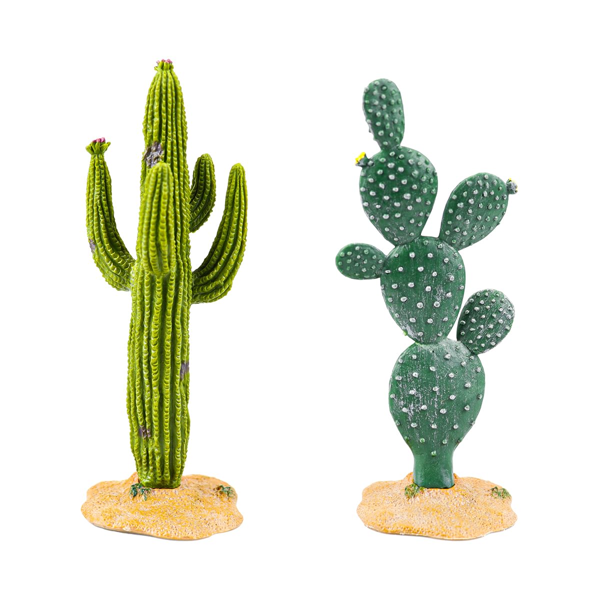 2Pcs Fake Cactus Plants for Reptile Terrarium - Realistic Desert Landscape Decor for Turtles, Lizards & Snakes - Perfect for Habitat Enrichment & Naturalistic Enclosures