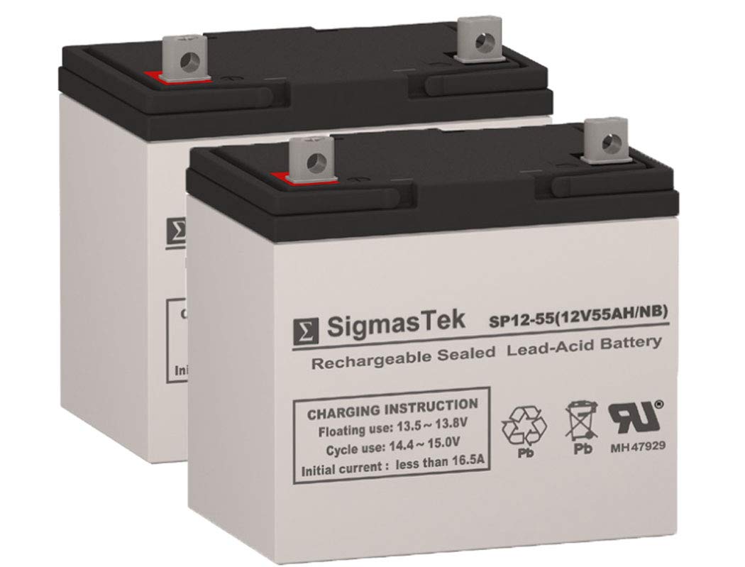Pride Jet 2 Mobility Scooter Battery Replacement Set - 2X 12V 55AH Deep Cycle AGM Batteries by SigmasTek | Perfect for Outdoor Travel & Daily Commuting