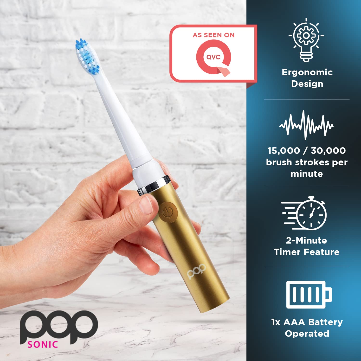 Pop Sonic Electric Toothbrush for Adults & Kids - Rechargeable Travel Toothbrush with 2 Speed Modes (15,000-30,000 RPM), Dupont Nylon Bristles, Battery Included - Perfect for Home, Travel & Daily Oral Care