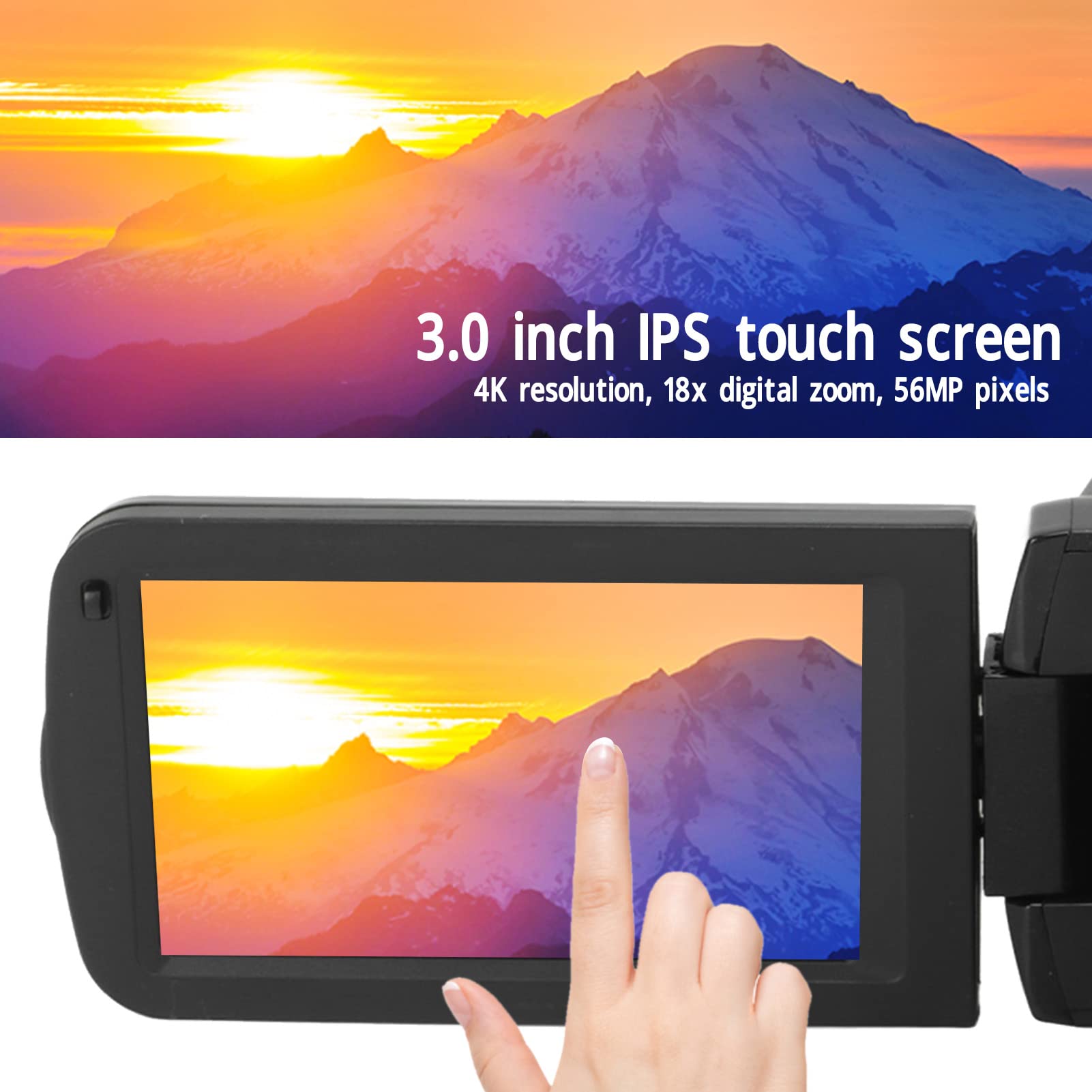 4K Video Camera Camcorder - 56MP Digital Camera with 18X Zoom, 3