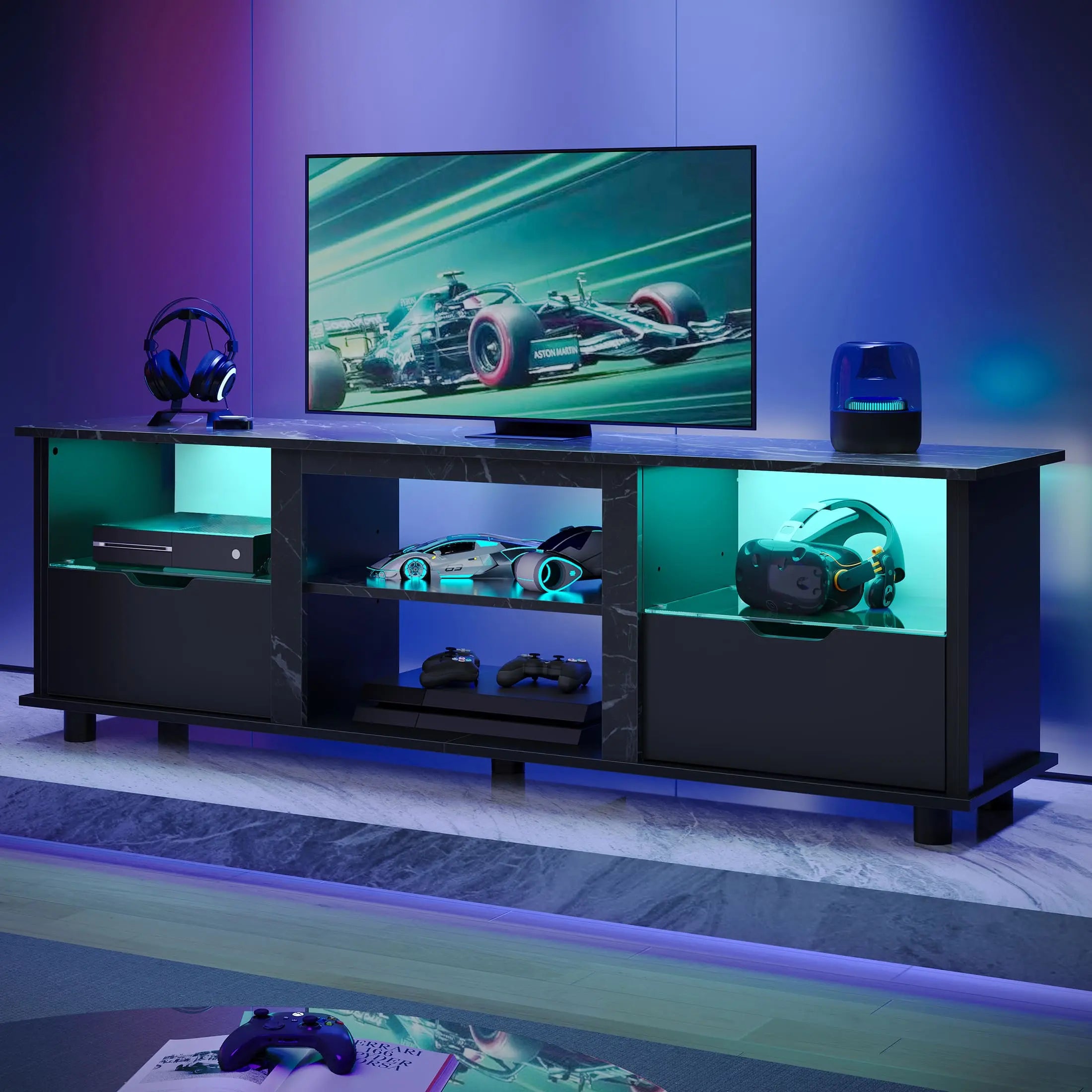 Bestier 70 Inch TV Stand with Storage Drawers - Modern Gaming & Entertainment Center for Living Room, Bedroom - Perfect for TVs, Consoles & Media Storage
