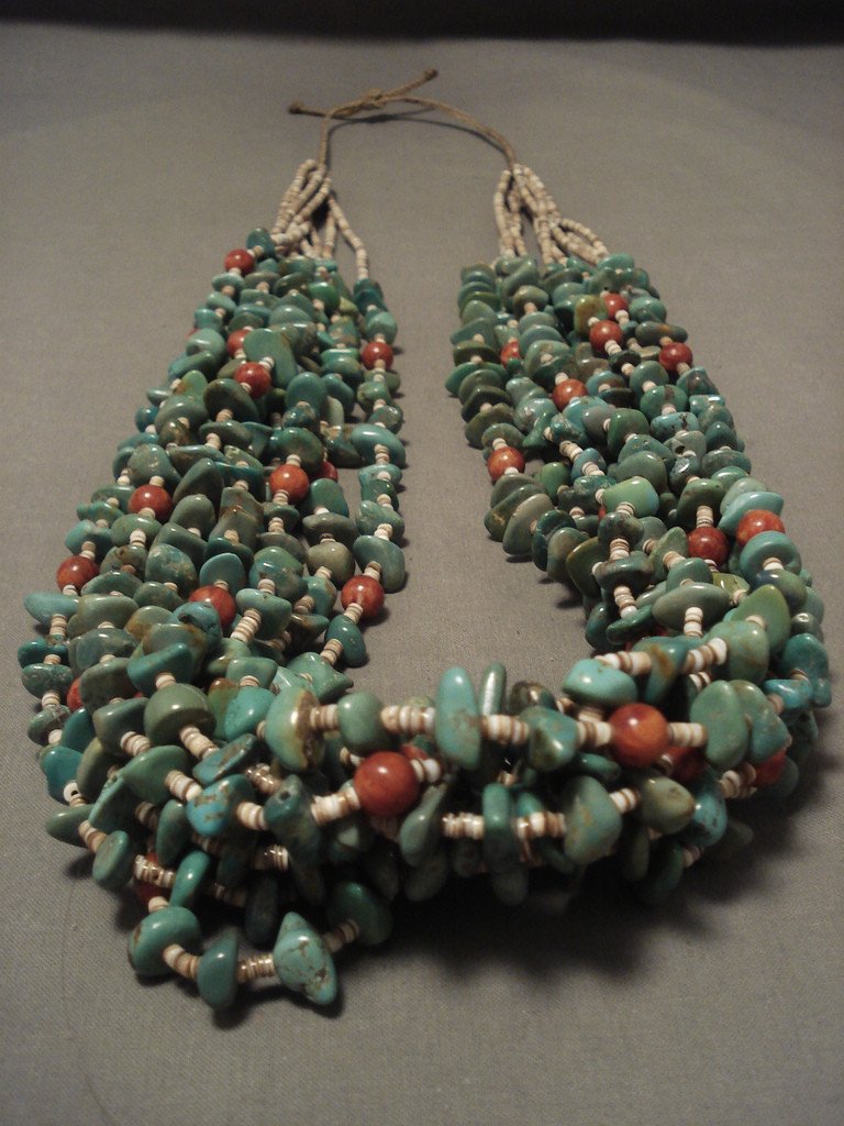 344g Modern Navajo Native American Turquoise Necklace – Handcrafted Natural Green Turquoise Jewelry for Women | Perfect for Boho Fashion, Weddings & Special Occasions