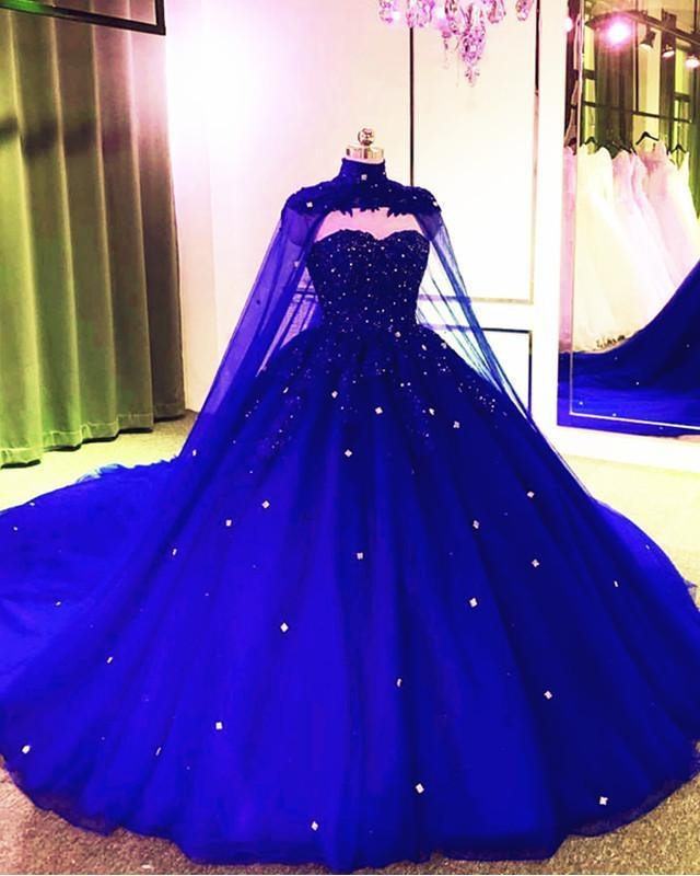 2025 Royal Blue Prom Dresses for Women - Elegant Ball Gown Sweet 16 Quinceanera Dress with Vintage Lace Details | Perfect for Homecoming, Formal Dances & Special Occasions