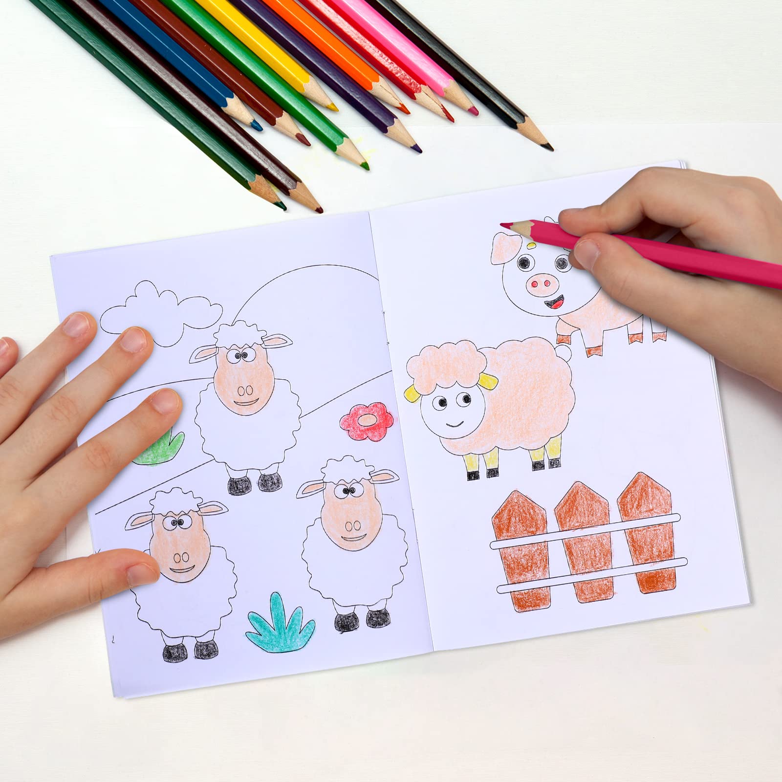 48 Pcs Farm Animal Mini Coloring Books for Kids - DIY Art Drawing Book Set with Cow, Sheep, Barnyard Theme - Perfect for Birthday Party Favors, Classroom Supplies, School Activities & Farmhouse Themed Events
