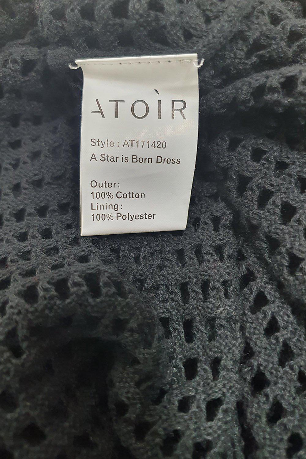 ATOIR Black Cotton Crochet Long Sleeve Mini Dress - A Star Is Born Inspired Fashion (UK 10) | Perfect for Concerts, Date Nights & Boho Parties