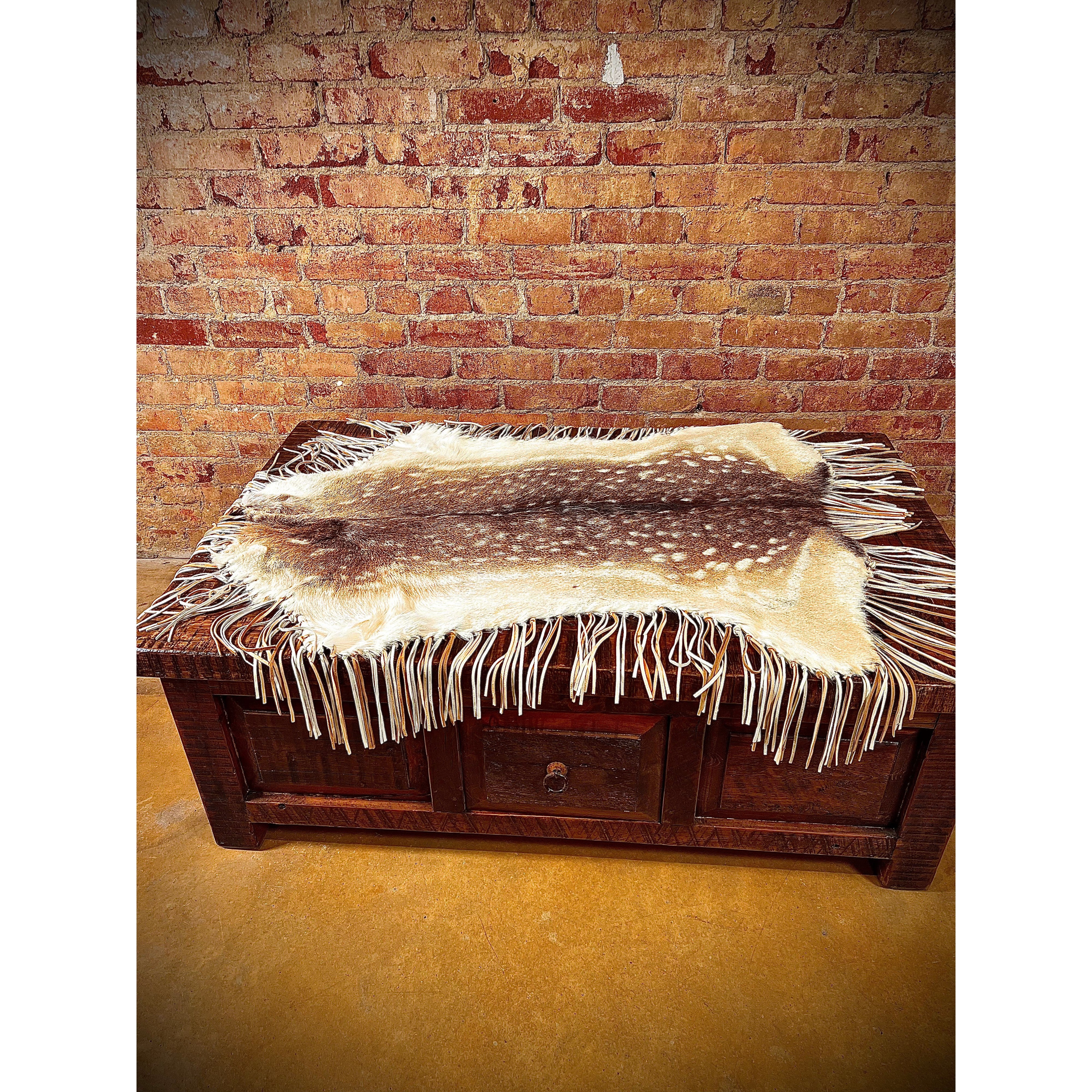 Premium Fallow Deer Hide Table Topper - Natural Leather Desk Cover for Rustic Home Decor | Perfect for Dining Tables, Coffee Tables & Cabinets