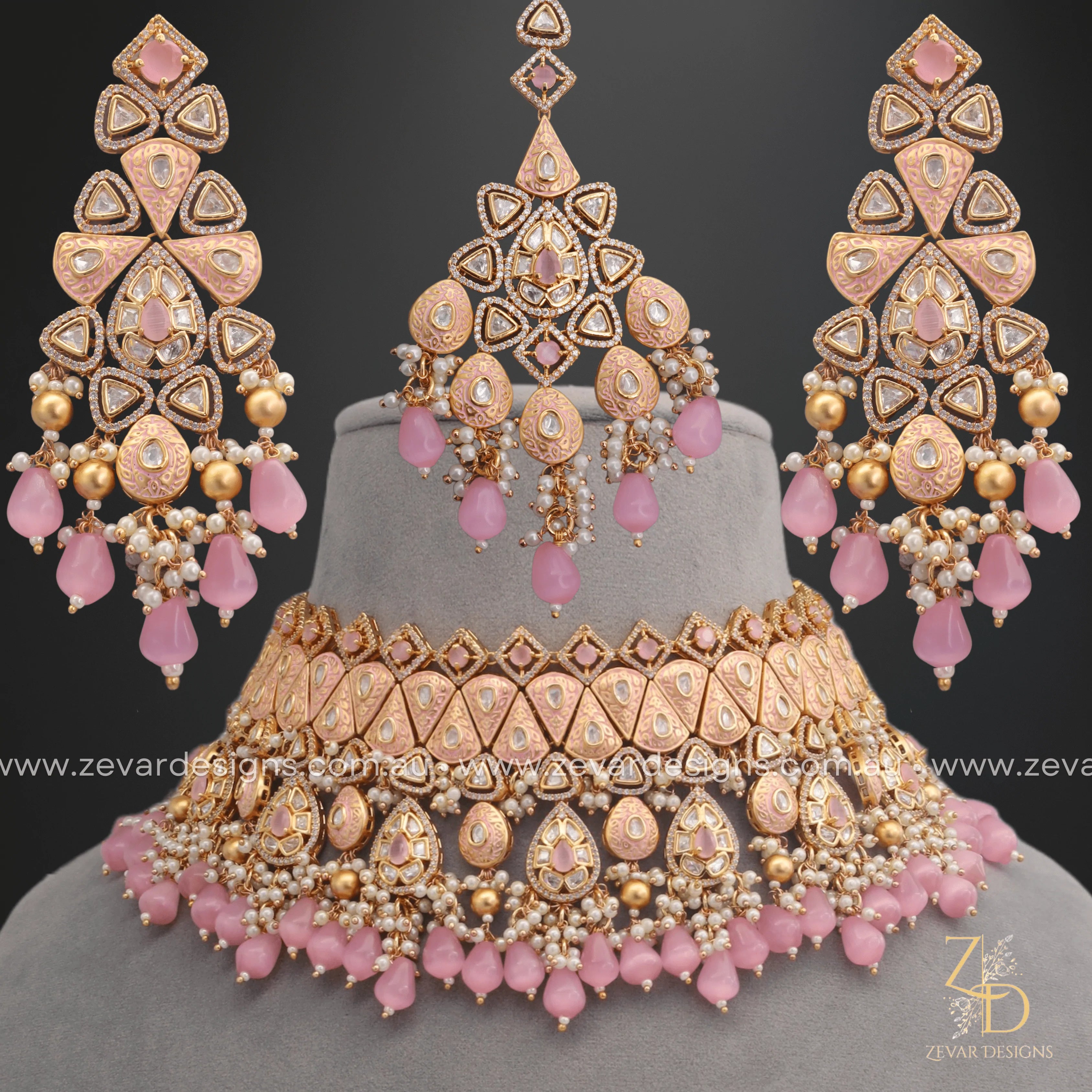 Exquisite Kundan Polki Choker Set with Matching Tikka - Traditional Indian Bridal Jewelry for Weddings & Festive Occasions