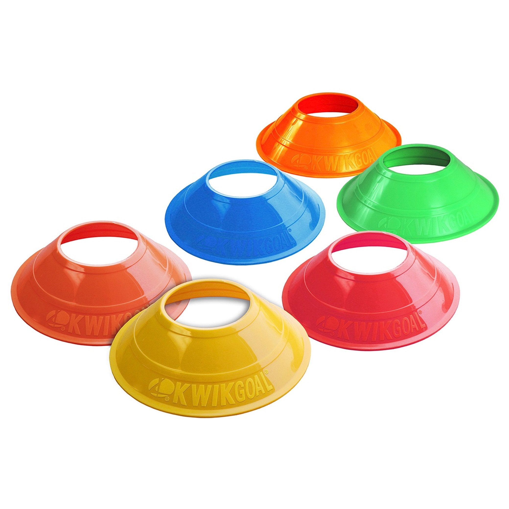 Kwik Goal Mini Disc Cones - Set of 25 Bright Soccer Training Markers for Agility Drills, Youth Sports & Backyard Practice