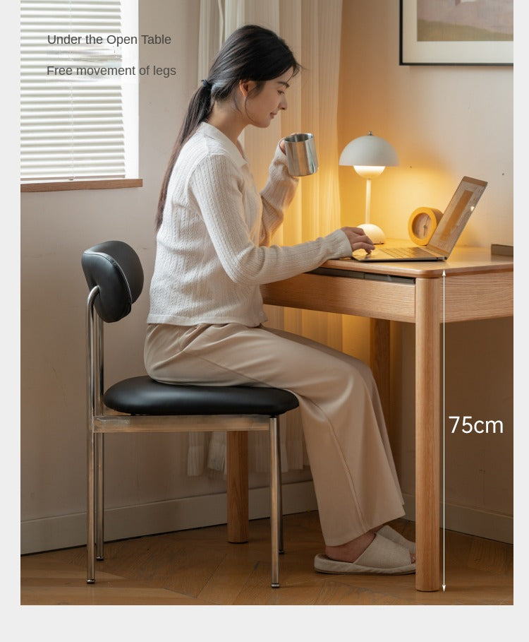 Solid Oak Wood Modern Writing Desk - Home Office Furniture for Study, Work & Productivity | Durable & Stylish Workspace Solution