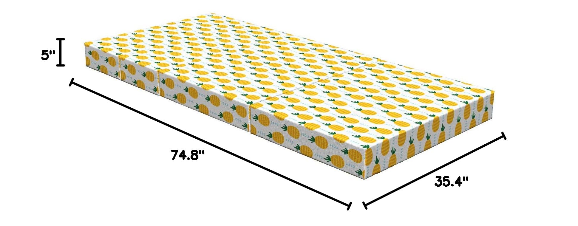 Ambesonne Pineapple Foldable Mattress - Modern Tropical Fruit Design, 74.8