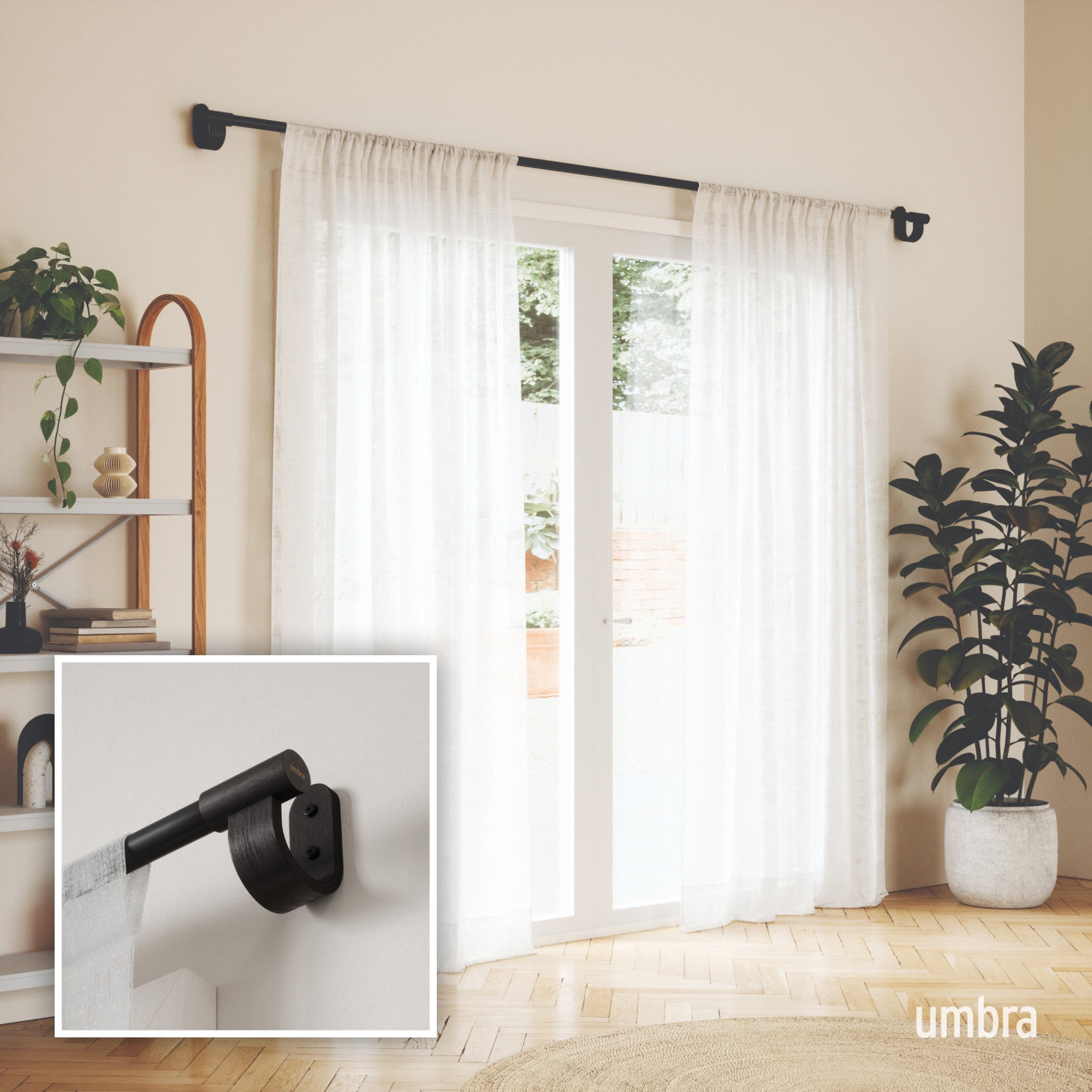 Bellwood Adjustable Curtain Rod - Heavy Duty Stainless Steel, No Drill Tension Rod for Windows, Doors, and Room Dividers - Perfect for Living Room, Bedroom, and Dorm Decor