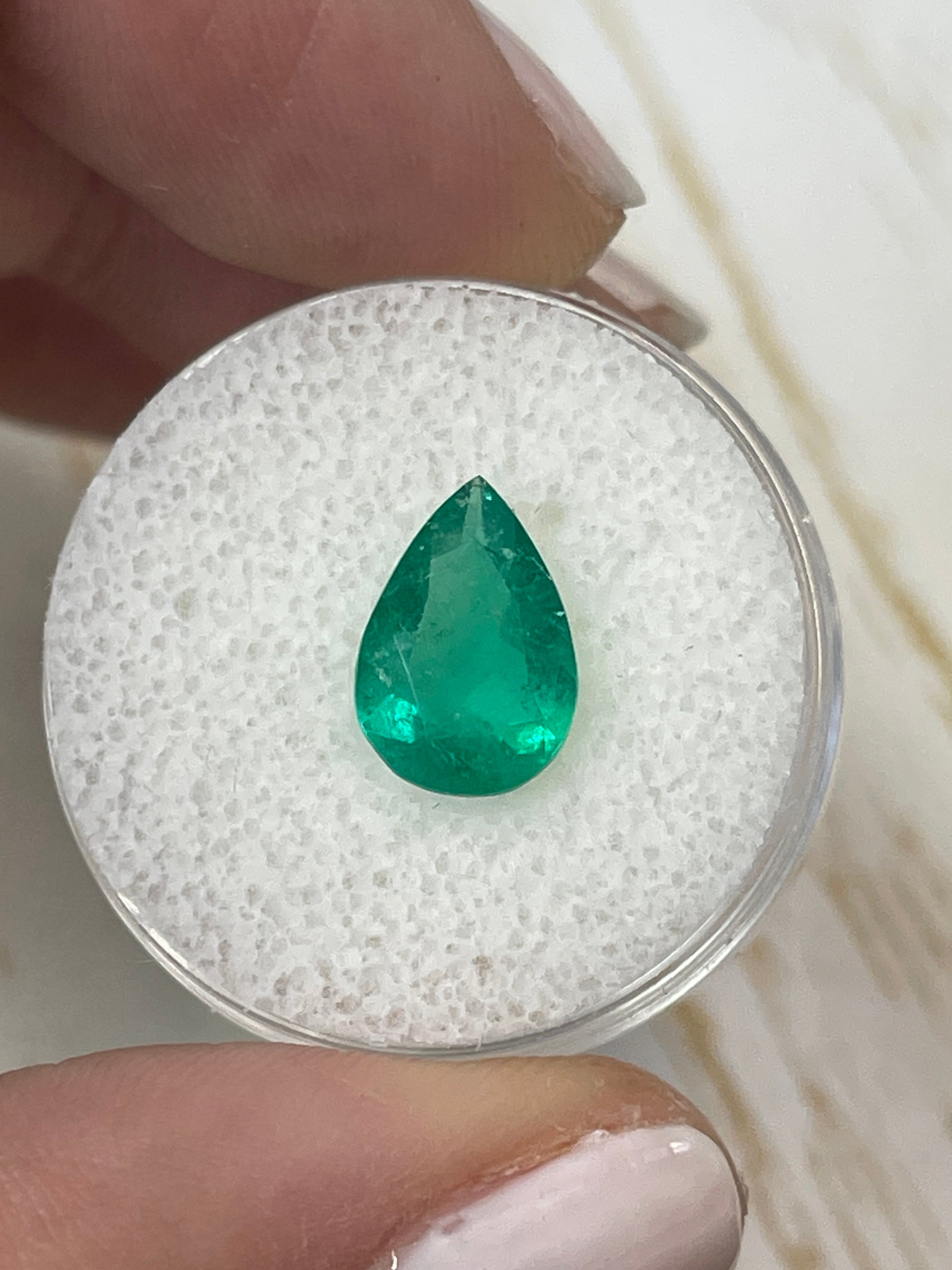 1.87 Carat Vivid Green Natural Loose Colombian Emerald Pear Cut Gemstone for Jewelry Making & Engagement Rings