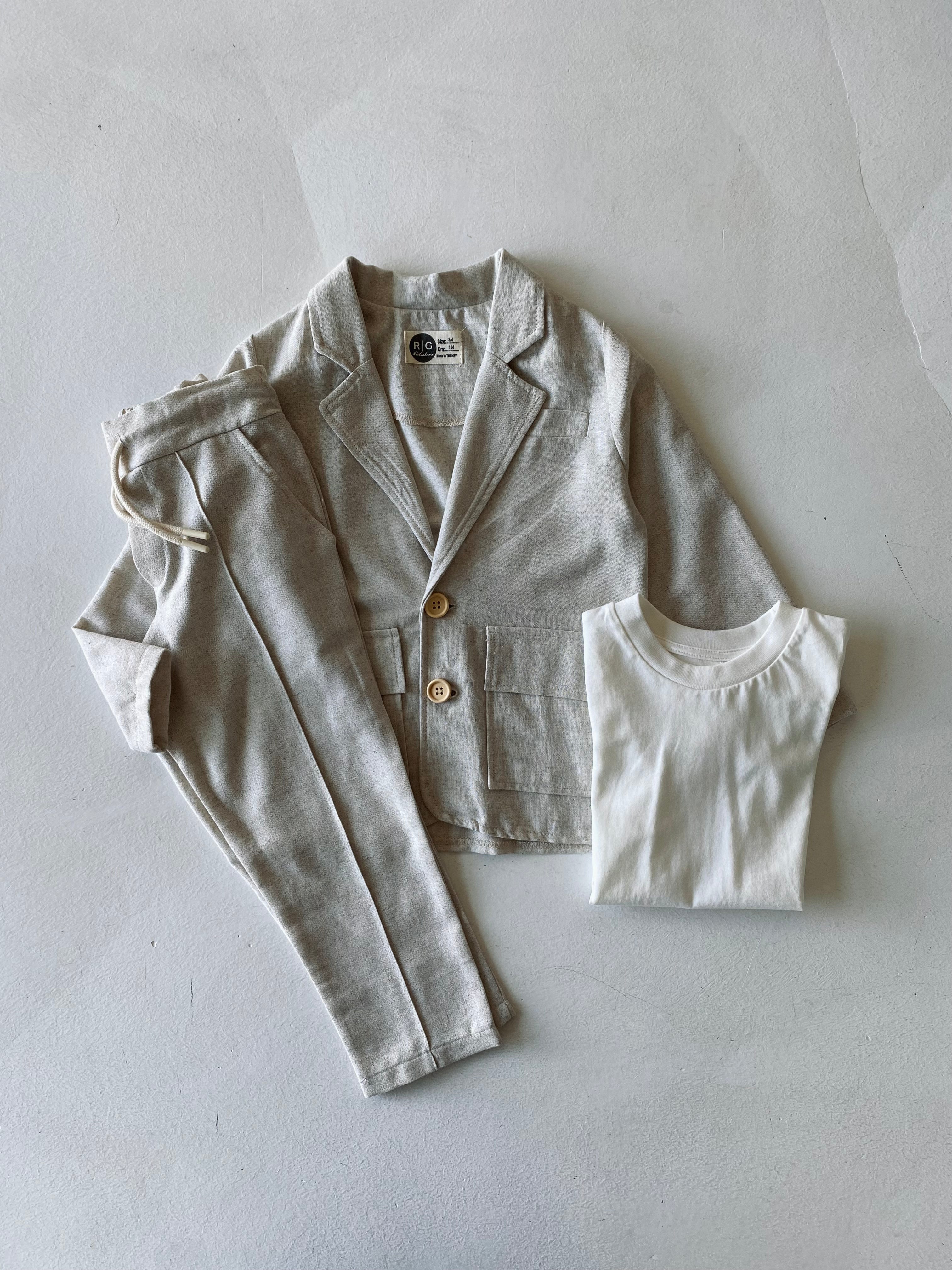 Natural Linen Kids Suit Set - Comfortable & Breathable Outfit for Boys & Girls - Perfect for Summer, Parties, and Special Occasions