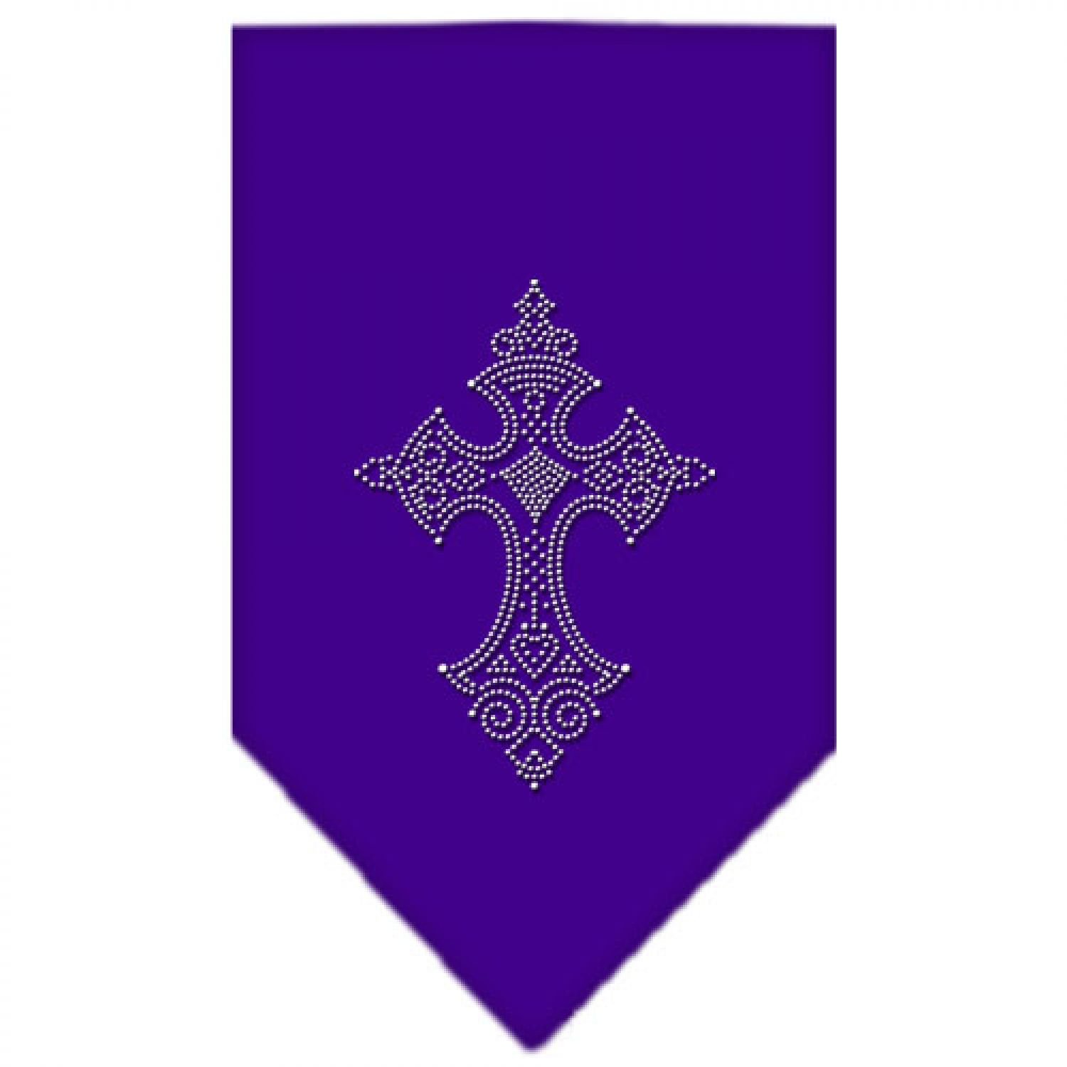 Sparkling Rhinestone Cross Dog Bandana - Purple Small Pet Bandana for Small Dogs, Perfect for Holidays, Parties & Special Occasions