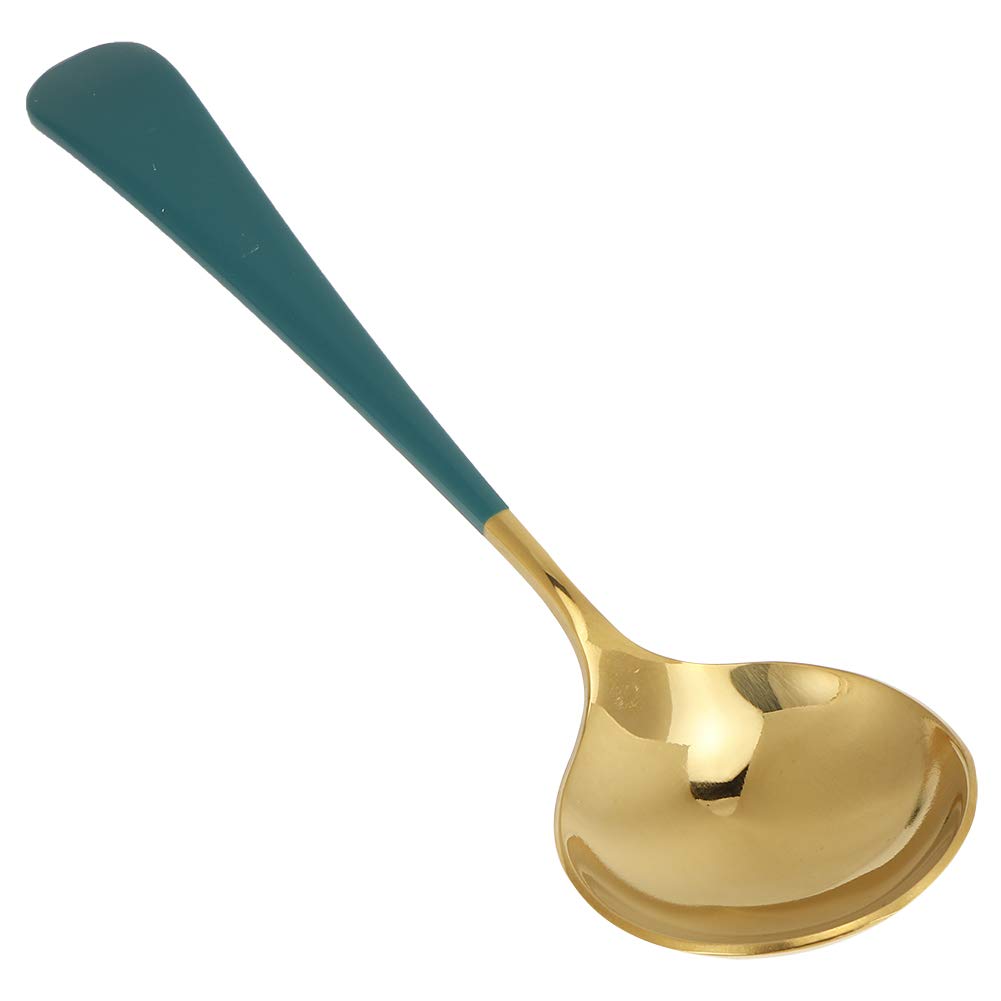Valentine's Day Carnival Soup Spoons Set of 5 - Elegant Stainless Steel Tablespoons with Green Handle for Adults & Kids - Perfect for Home Kitchen, Dinner Parties & Holiday Gatherings