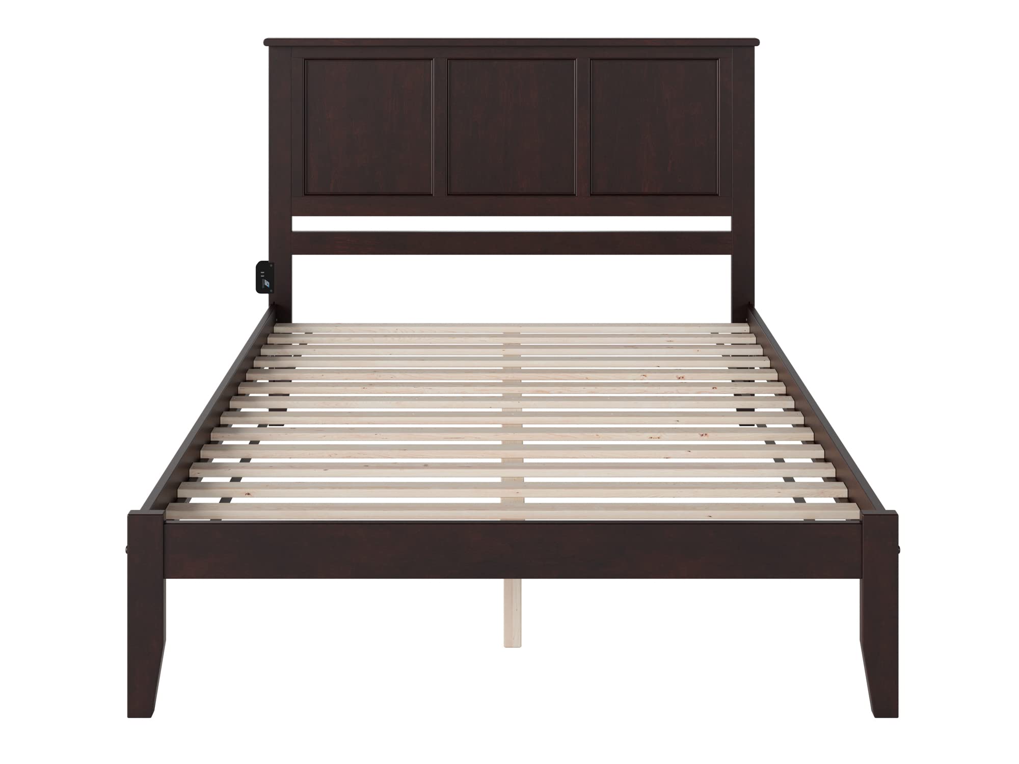 AFI Madison Queen Platform Bed with USB Charger - Espresso Finish - Modern Bedroom Furniture for Home & Apartment