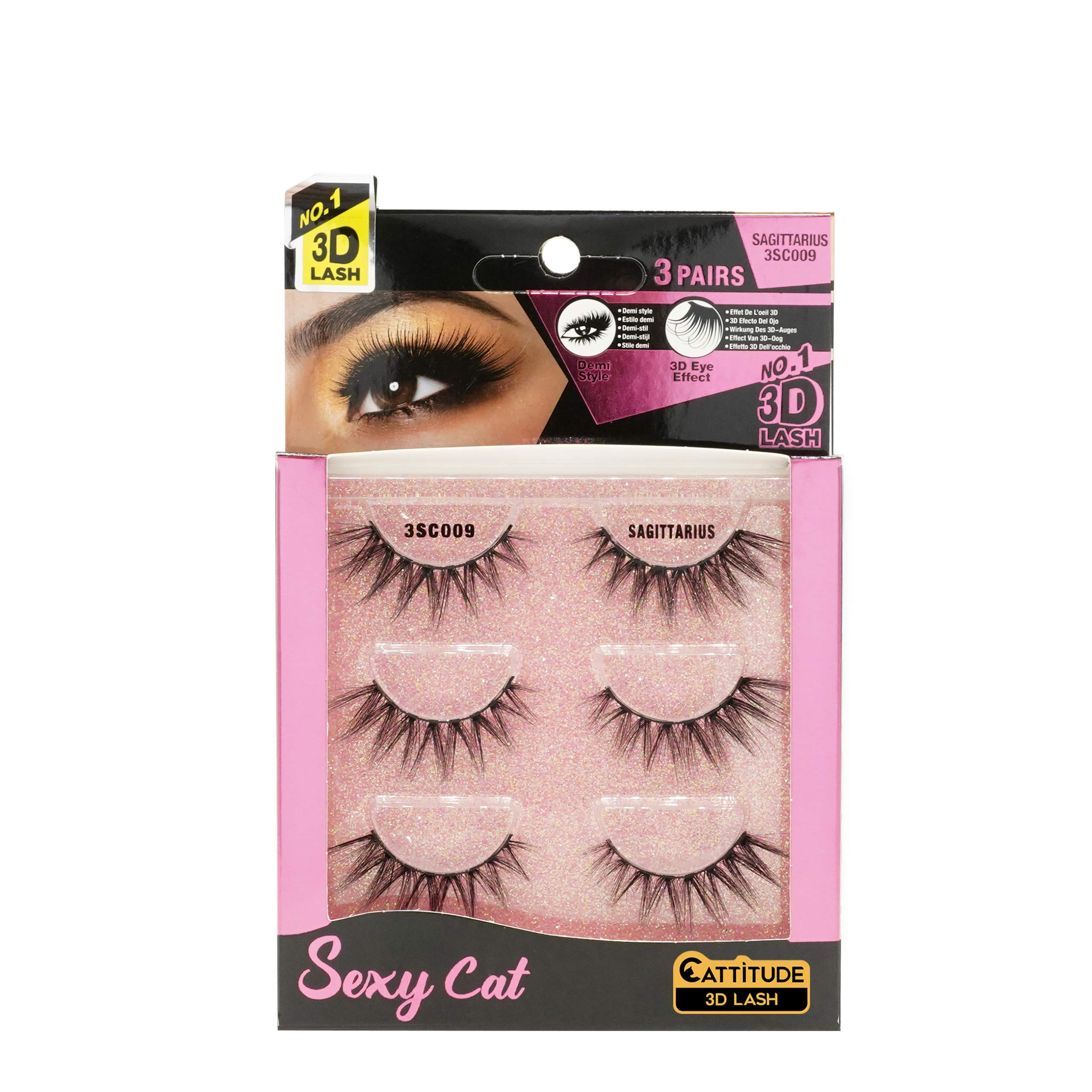 Sexy Cat Lashes - 3 Pack False Eyelashes for Dramatic Look | Perfect for Halloween, Cosplay & Night Out Makeup