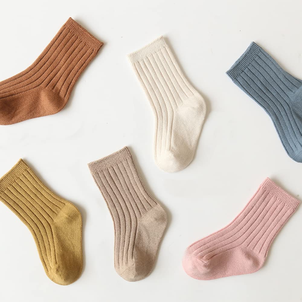 FYLuoke Baby Girls & Boys Cotton Crew Socks - 6-Pack Soft Non-Skid Infant Ankle Socks for Toddlers (0-24 Months) - Perfect for Playtime, Daycare & Everyday Comfort