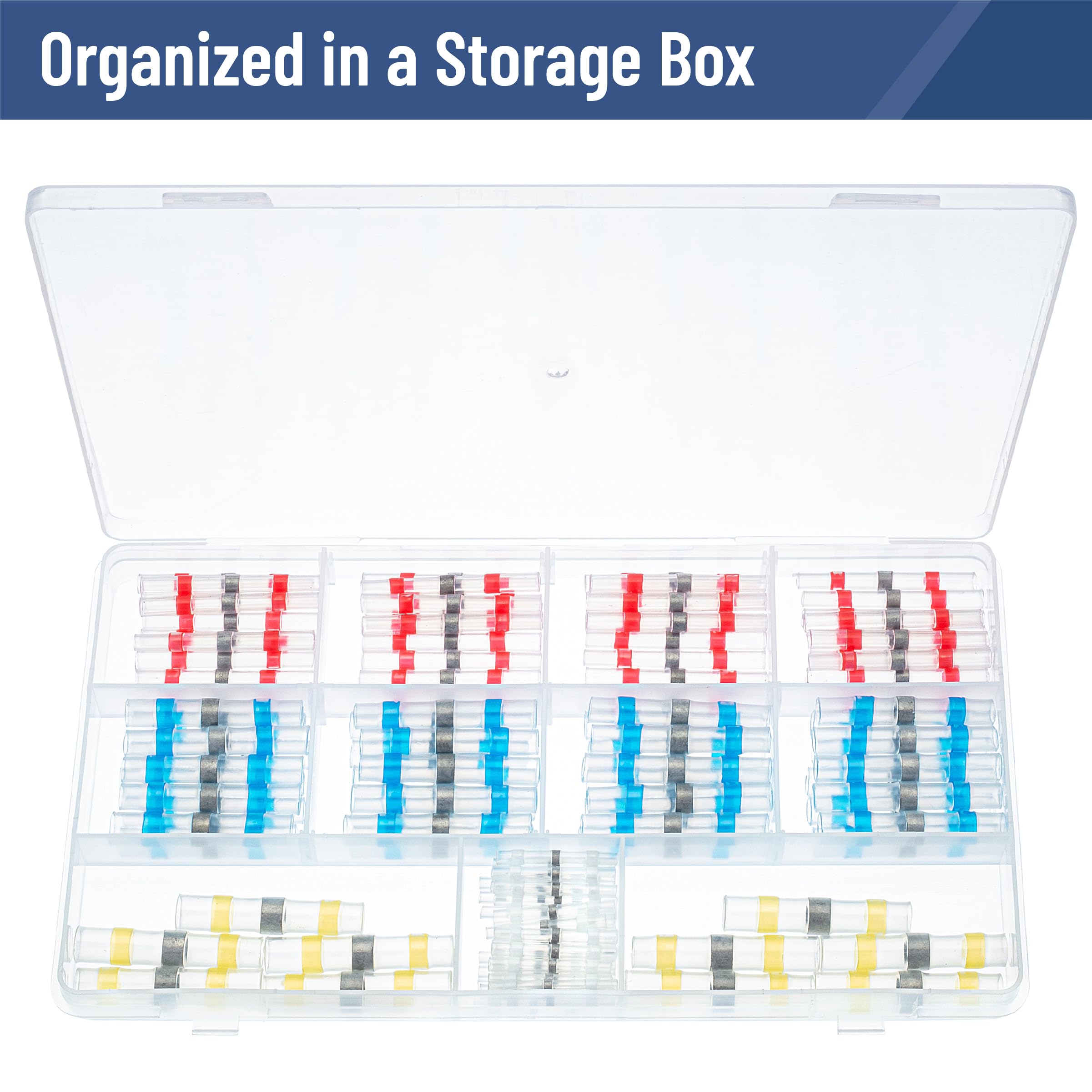 Bates Solder Seal Wire Connectors - 120pcs Heat Shrink Butt Connectors Kit | Waterproof Electrical Wire Connectors for Automotive, Marine & Home Wiring | DIY Electrical Repairs & Waterproof Wire Connections