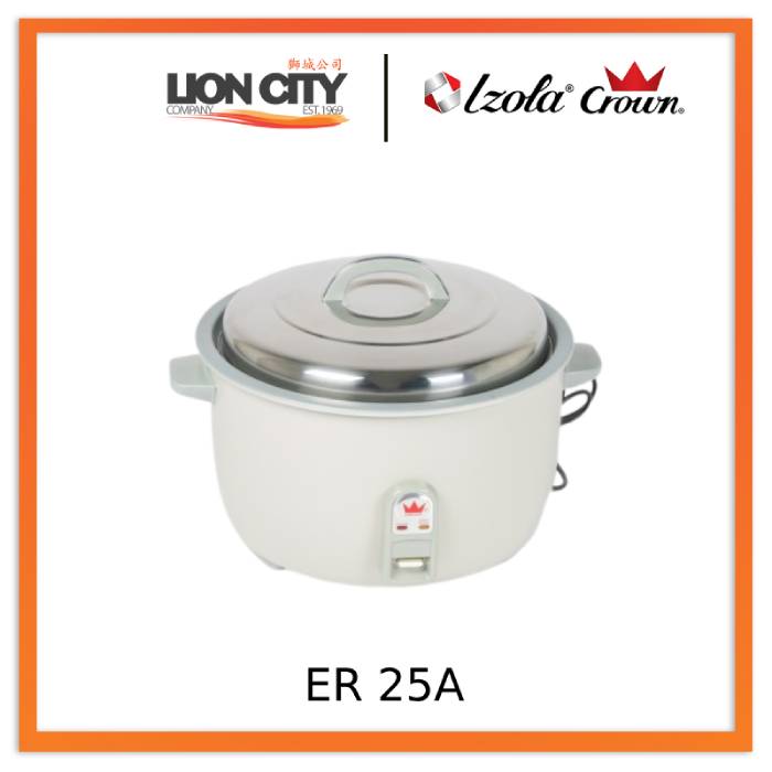 Crown ER25A 4L Electric Rice Cooker - Fast Cooking & Keep Warm Function - Perfect for Home, Dorm, Office & Small Kitchens