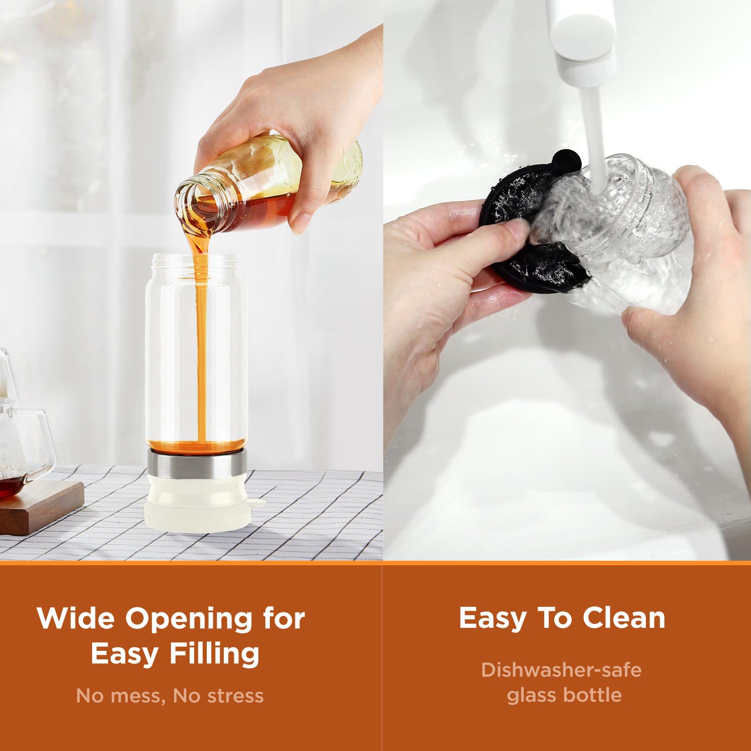 Premium 12oz Glass Coffee Syrup Dispenser with Handle - No Drip Pouring for Coffee, Tea & Honey - Barista Accessories for Home & Cafe (2-Pack, White) - Perfect for Latte Art, Cocktails & Dessert Toppings