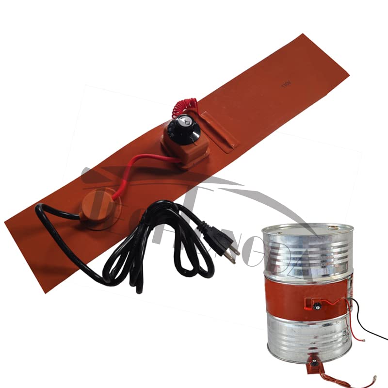 110V Oil Drum Heater with Temperature Control - 10x47.52 Inch Silicone Rubber Heating Blanket (1.9KW) - Perfect for Industrial Drum Heating, Chemical Processing & Cold Weather Applications