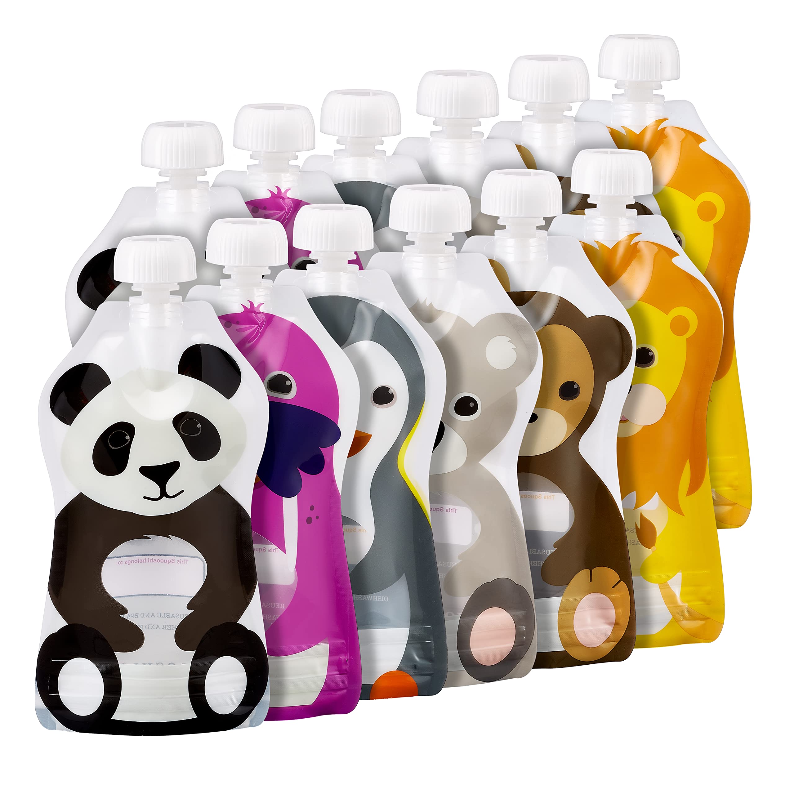 Squooshi Food Pouch Filler with 12 Large 5oz Reusable Pouches - Baby Food Storage & Snack Pouch Maker for Homemade Purees, Yogurt & Applesauce - Perfect for On-the-Go Meals, Travel & Daycare Snacks