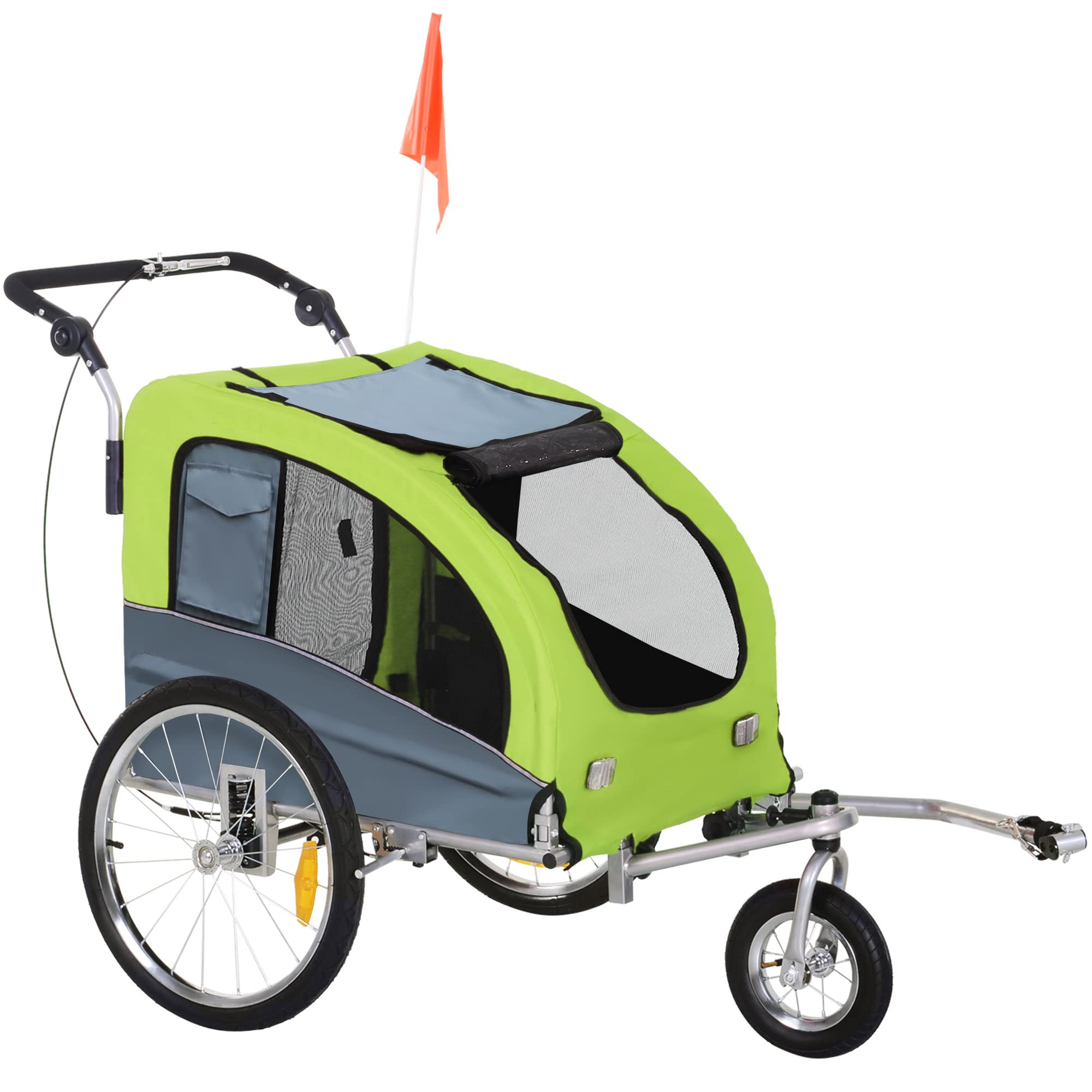 Aosom 2-in-1 Dog Bike Trailer & Pet Stroller with Canopy, Storage Pockets - Perfect for Cycling, Jogging, and Outdoor Adventures with Your Pet