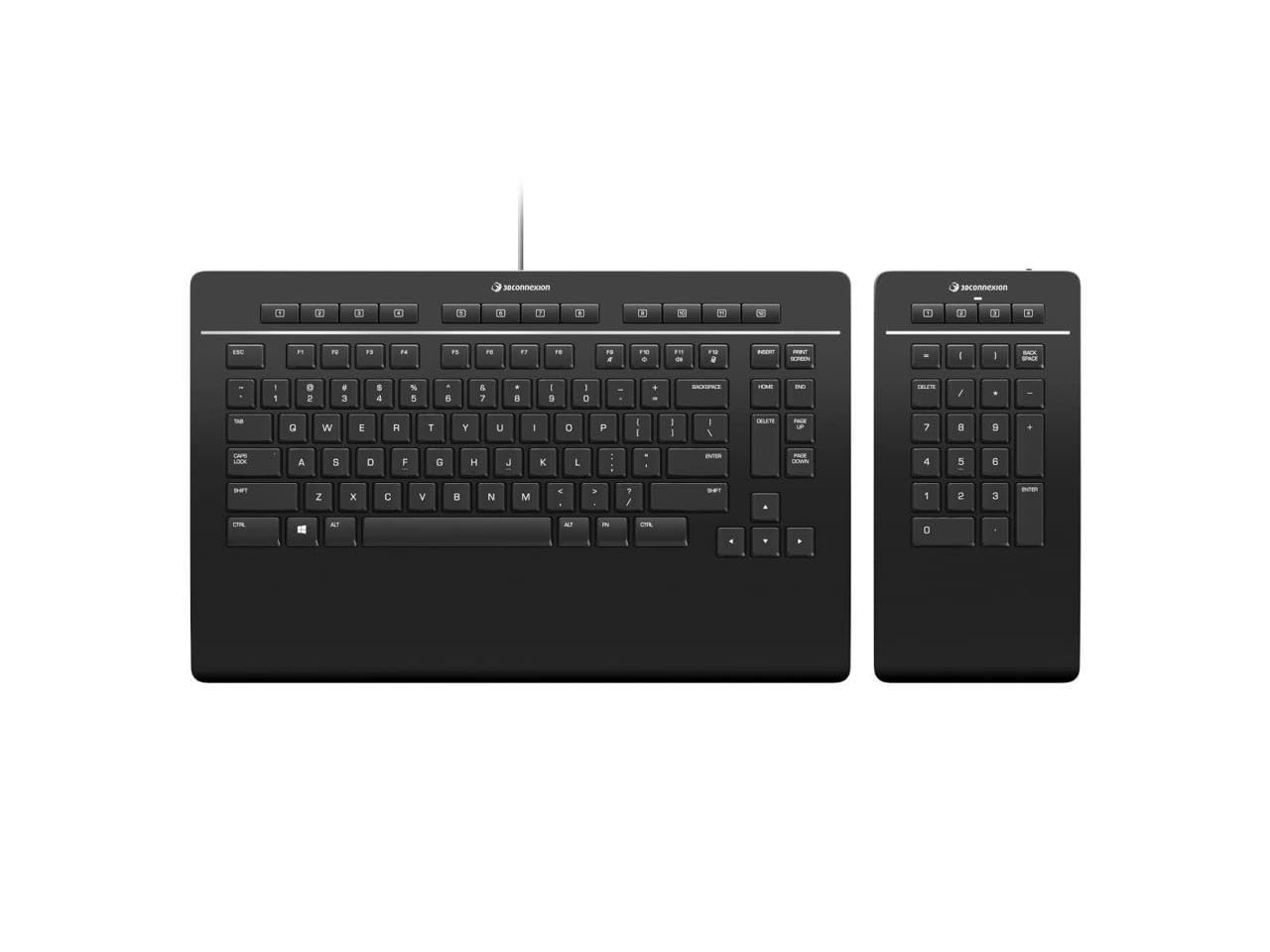 3Dconnexion Keyboard Pro with Numpad - Ergonomic Wireless Keyboard for CAD Designers (US 3DX-700090) | Perfect for 3D Modeling, Engineering & Graphic Design Workstations